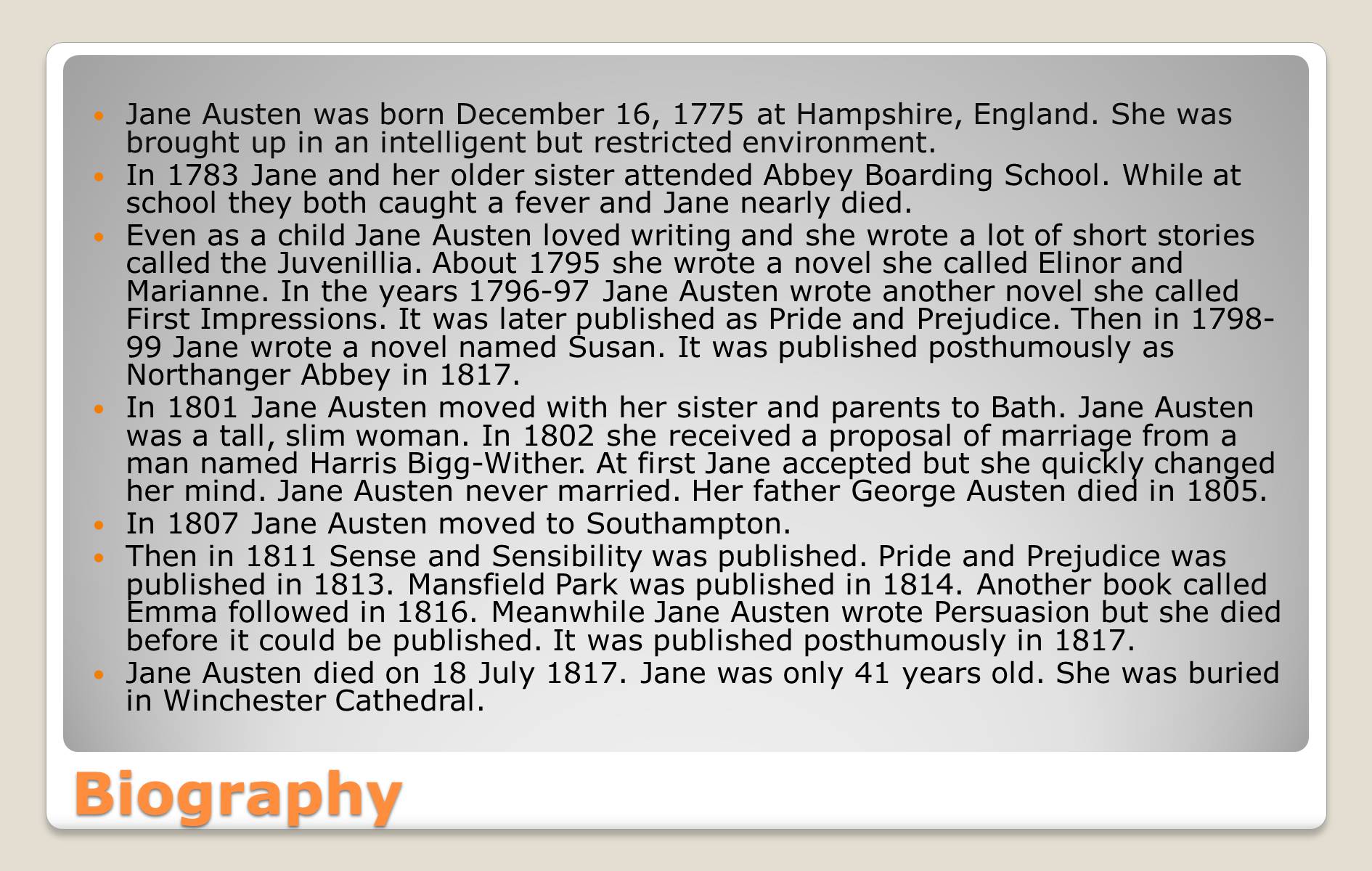 Презентація на тему «Jane Austen» (варіант 2) - Слайд #2