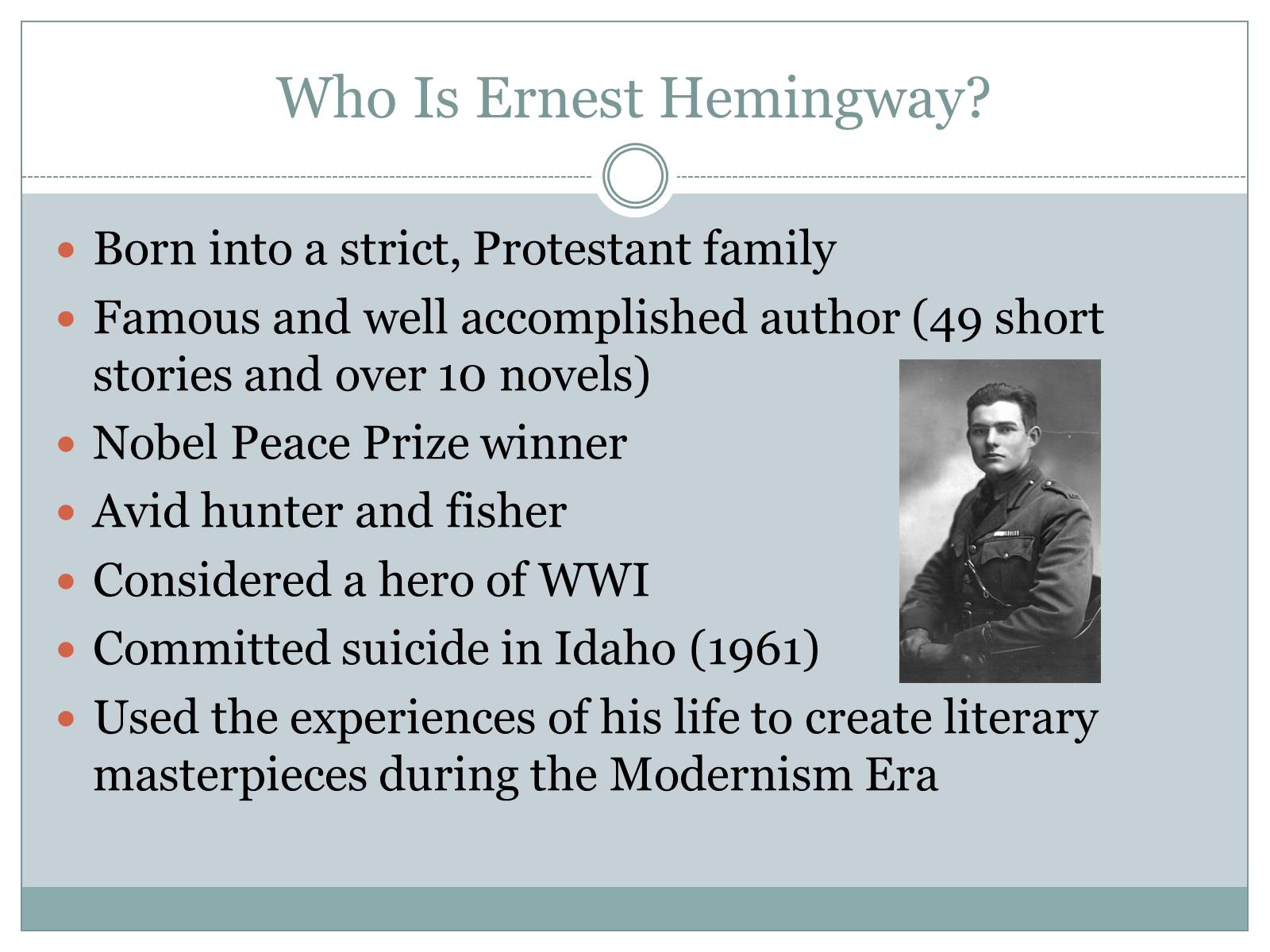 Презентація на тему «A Biography of Ernest Hemingway» (варіант 1) - Слайд #2
