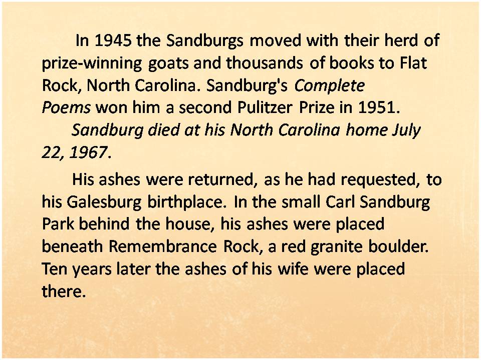 Презентація на тему «Carl Sandburg» - Слайд #10
