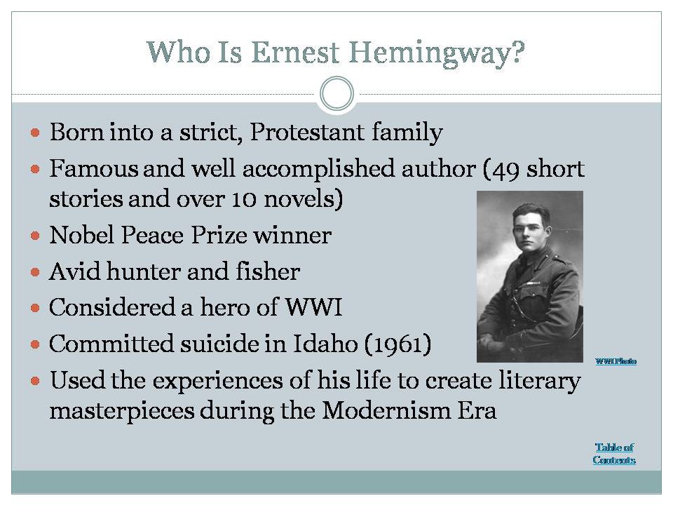 Презентація на тему «A Biography of Ernest Hemingway» (варіант 2) - Слайд #3