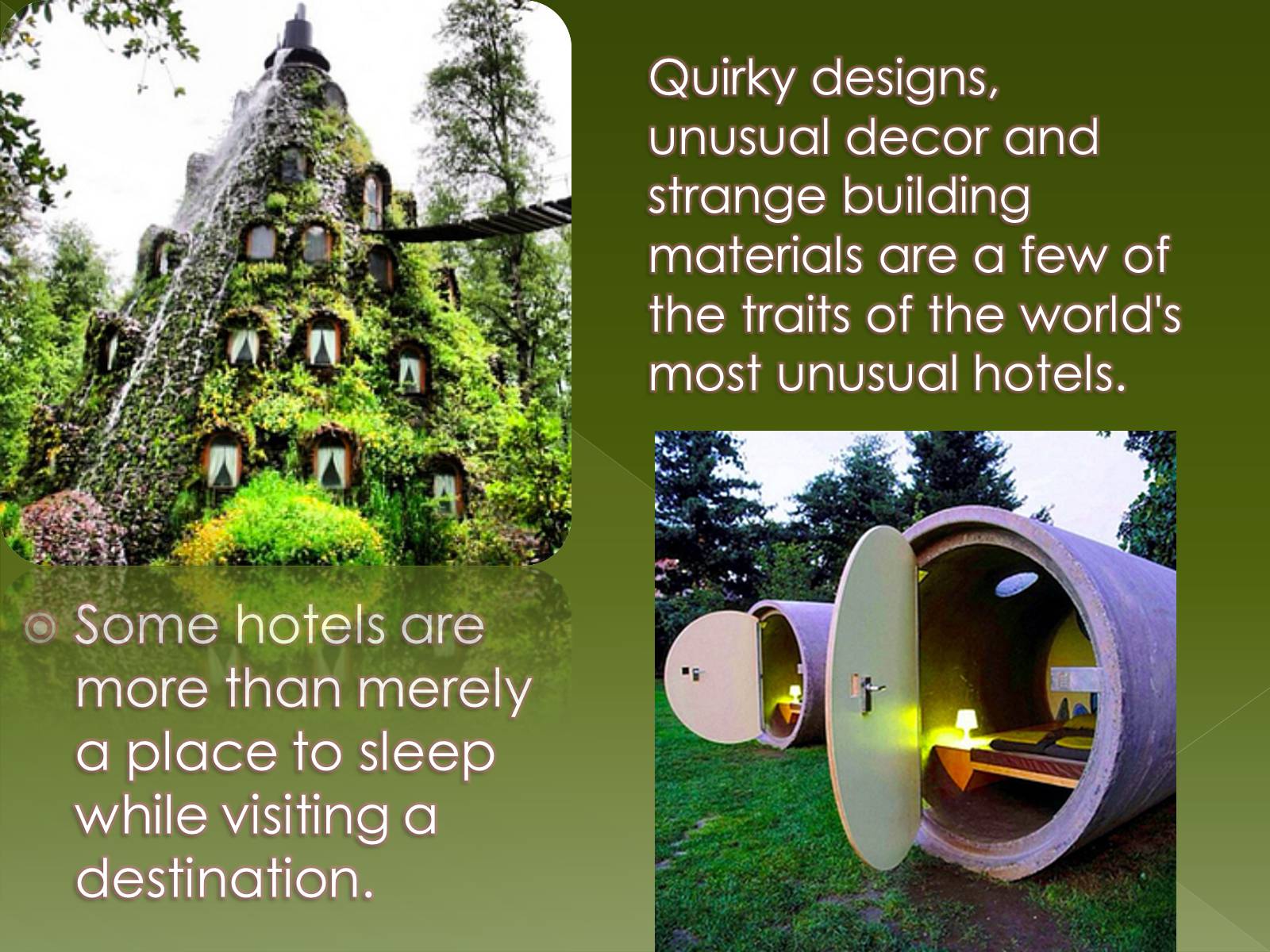 Презентація на тему «Unusual hotels that are built from the most unexpected materials» - Слайд #2