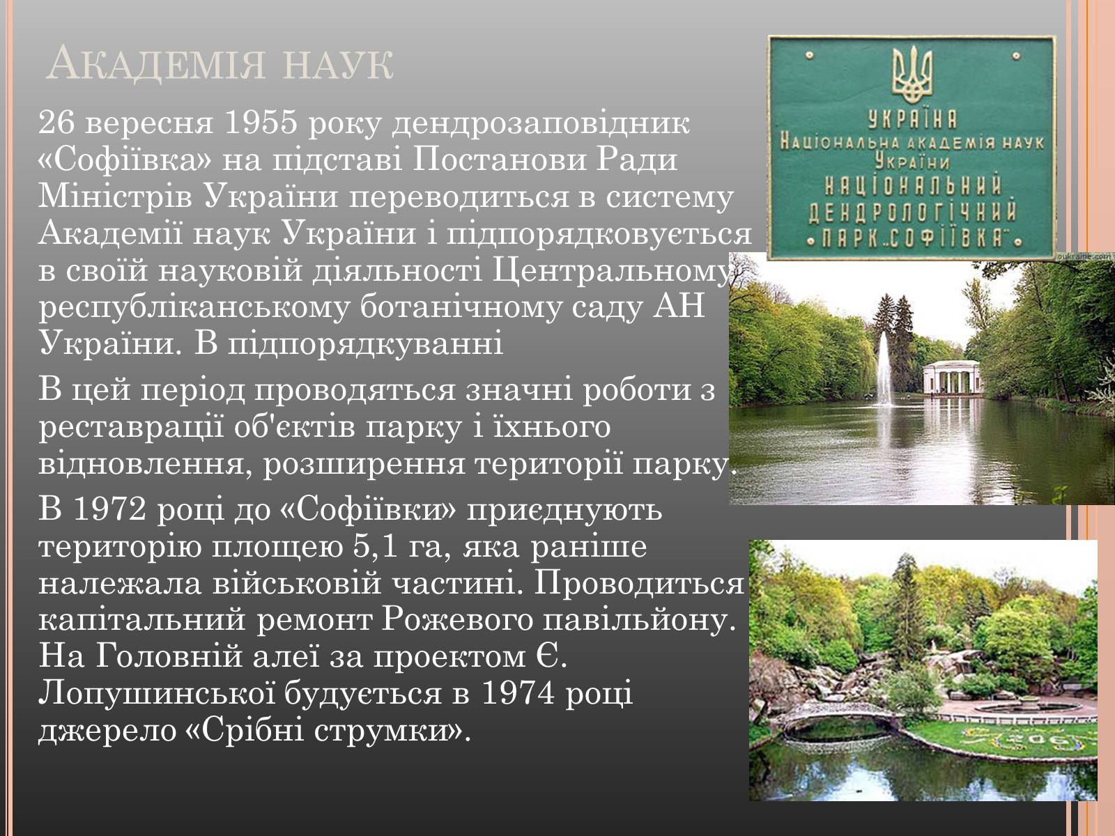 Презентація на тему «Національний дендрологічний парк «Софіївка»» (варіант 1) - Слайд #7