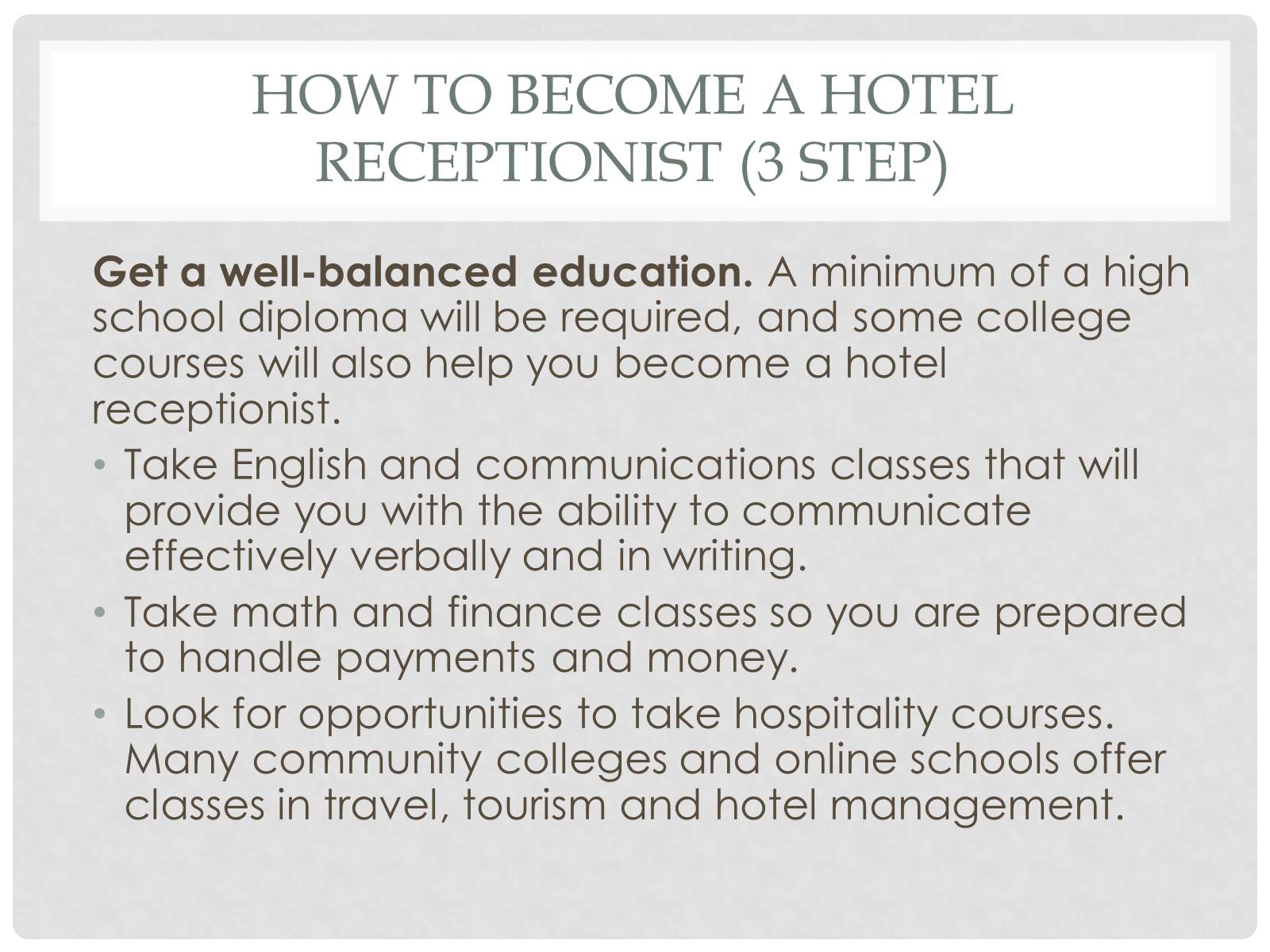 Презентація на тему «The hotel receptionist» - Слайд #12