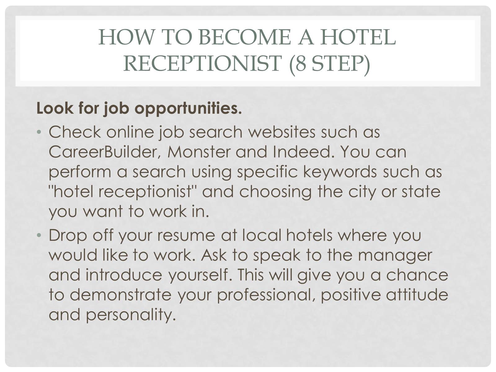 Презентація на тему «The hotel receptionist» - Слайд #17