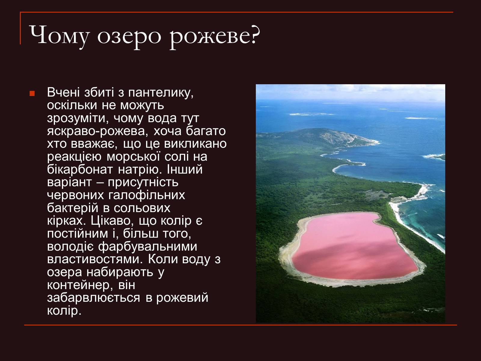 Презентація на тему «Рожеве озеро Хіллер» - Слайд #4