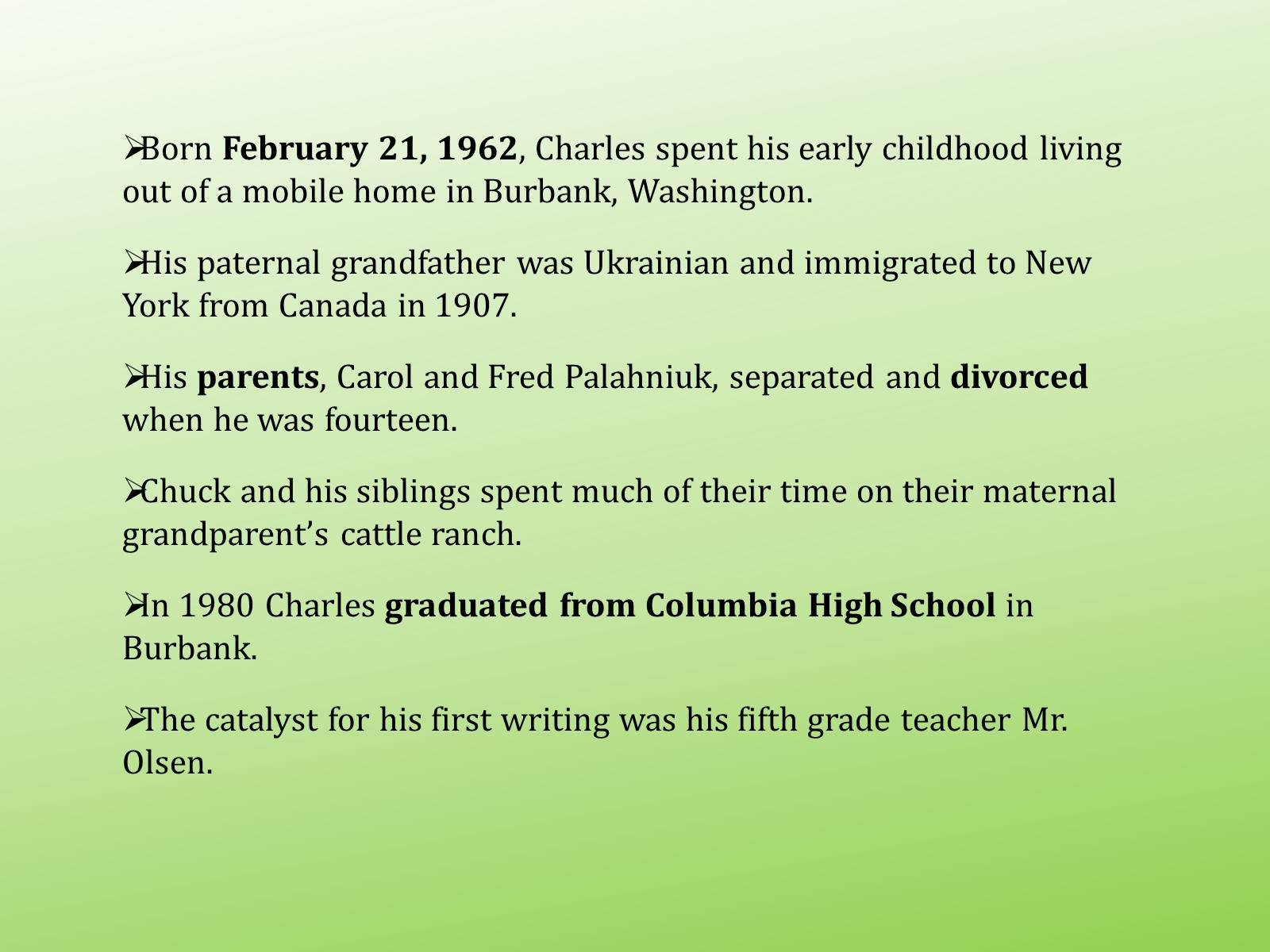 Презентація на тему «Charles Michael Palahniuk» - Слайд #2