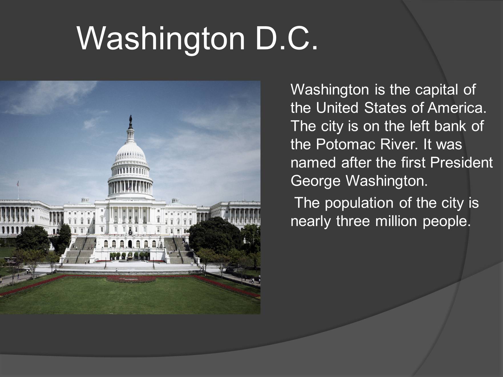 Вашингтон столица США на английском