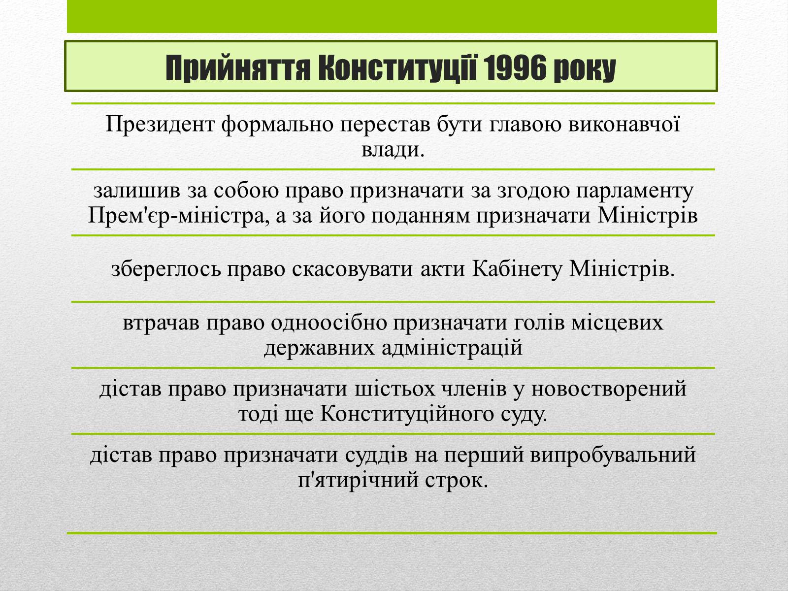 Презентація на тему «Трансформації повноважень Президента та Парламенту в Україні» - Слайд #6