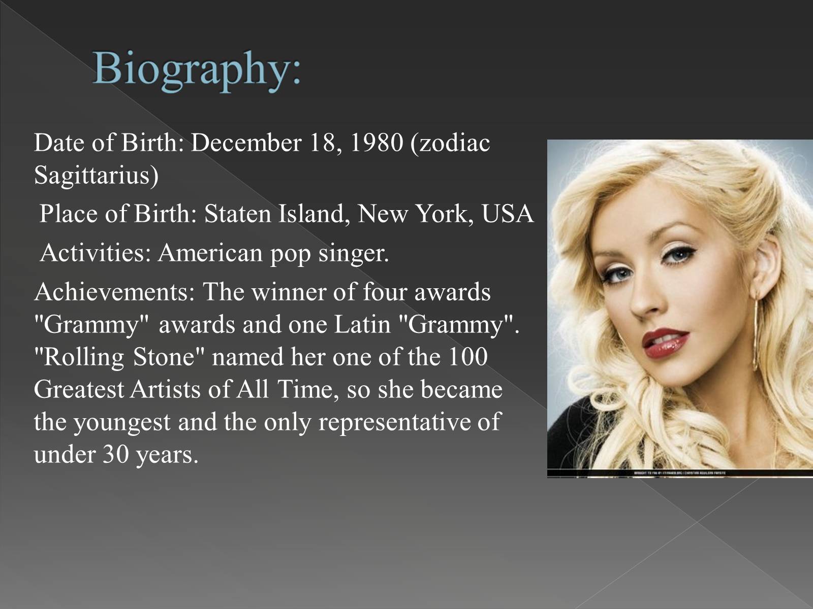 Презентація на тему «Christina Aguilera» - Слайд #2