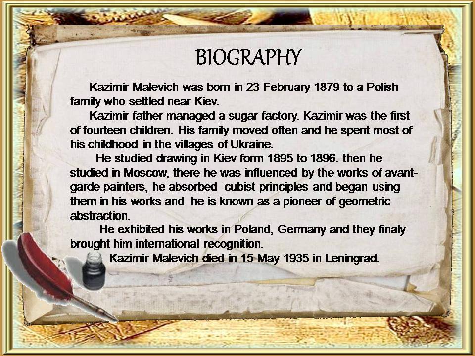 Презентація на тему «Kazimir Severinovich Malevich» - Слайд #2