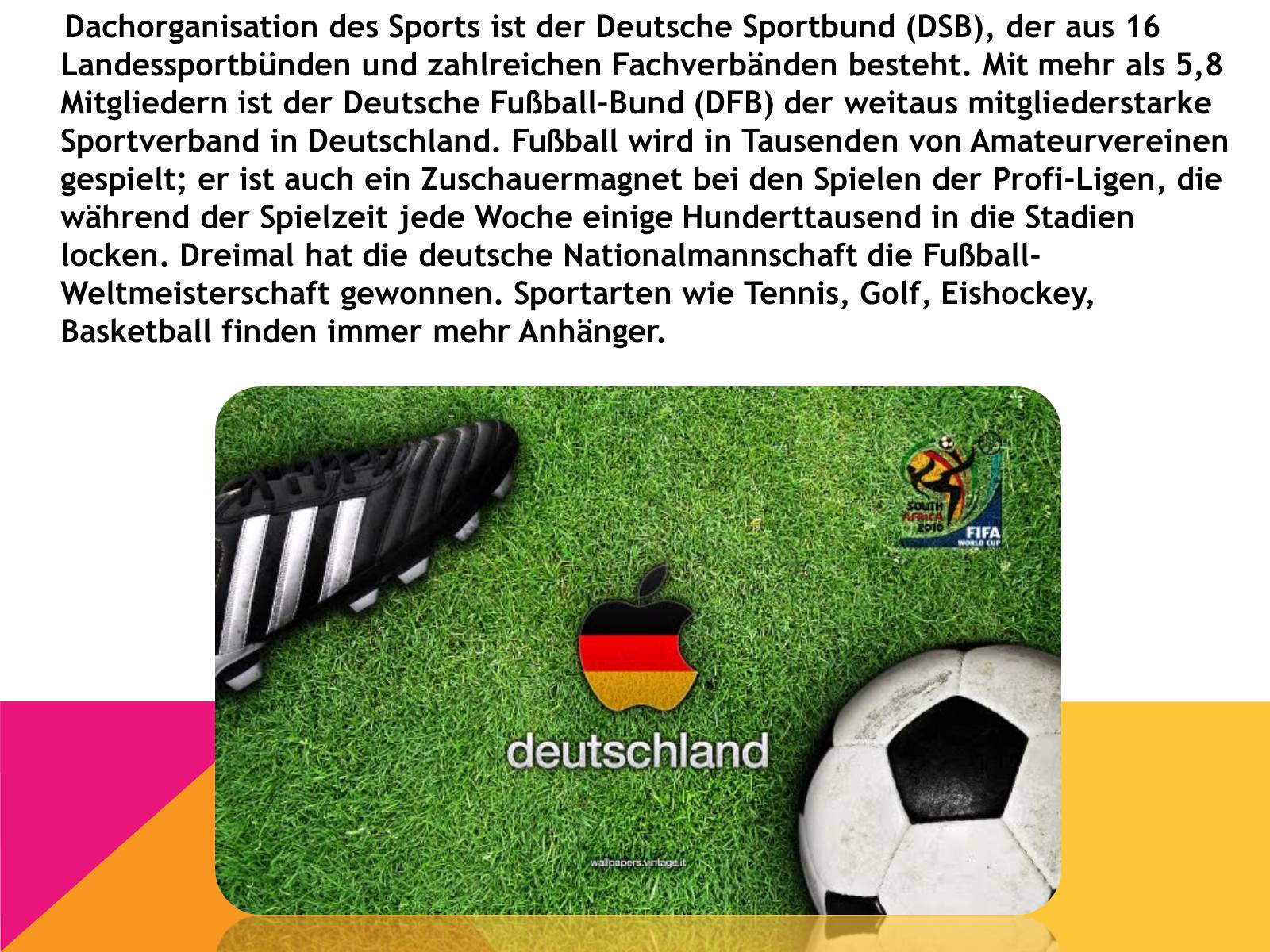 Презентація на тему «Sport in Deutschland» (варіант 1) - Слайд #4