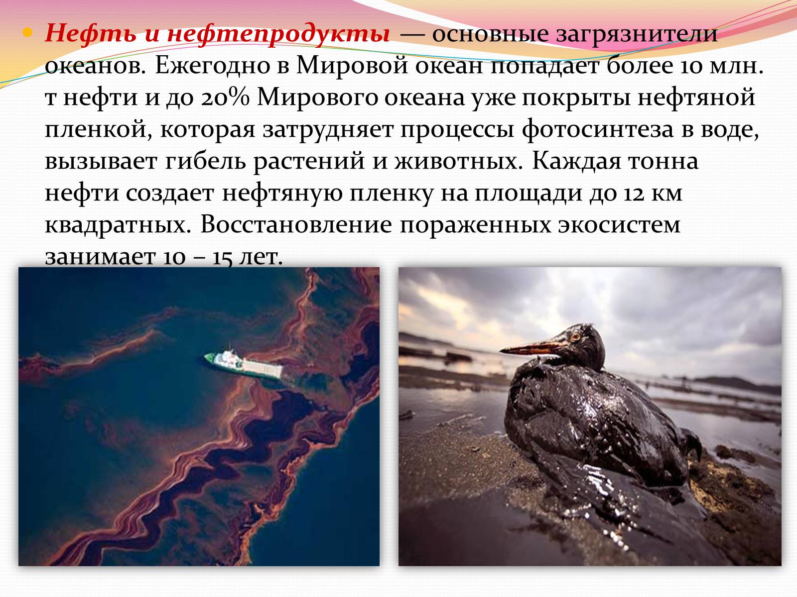 Загрязнение мирового океана нефтепродуктами презентация
