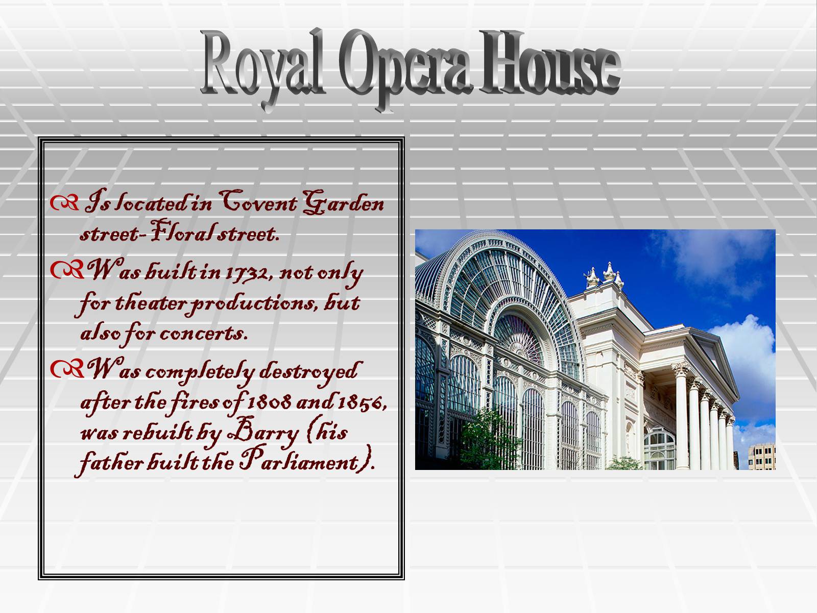 Презентація на тему «Royal Opera House» - Слайд #1
