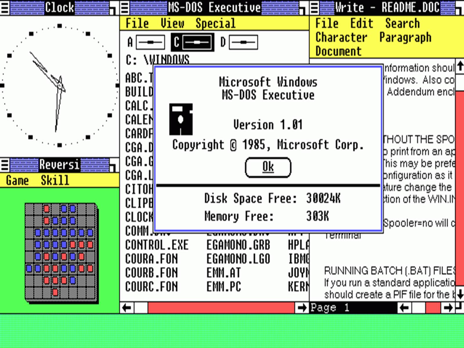 Windows 1.0 рабочий стол