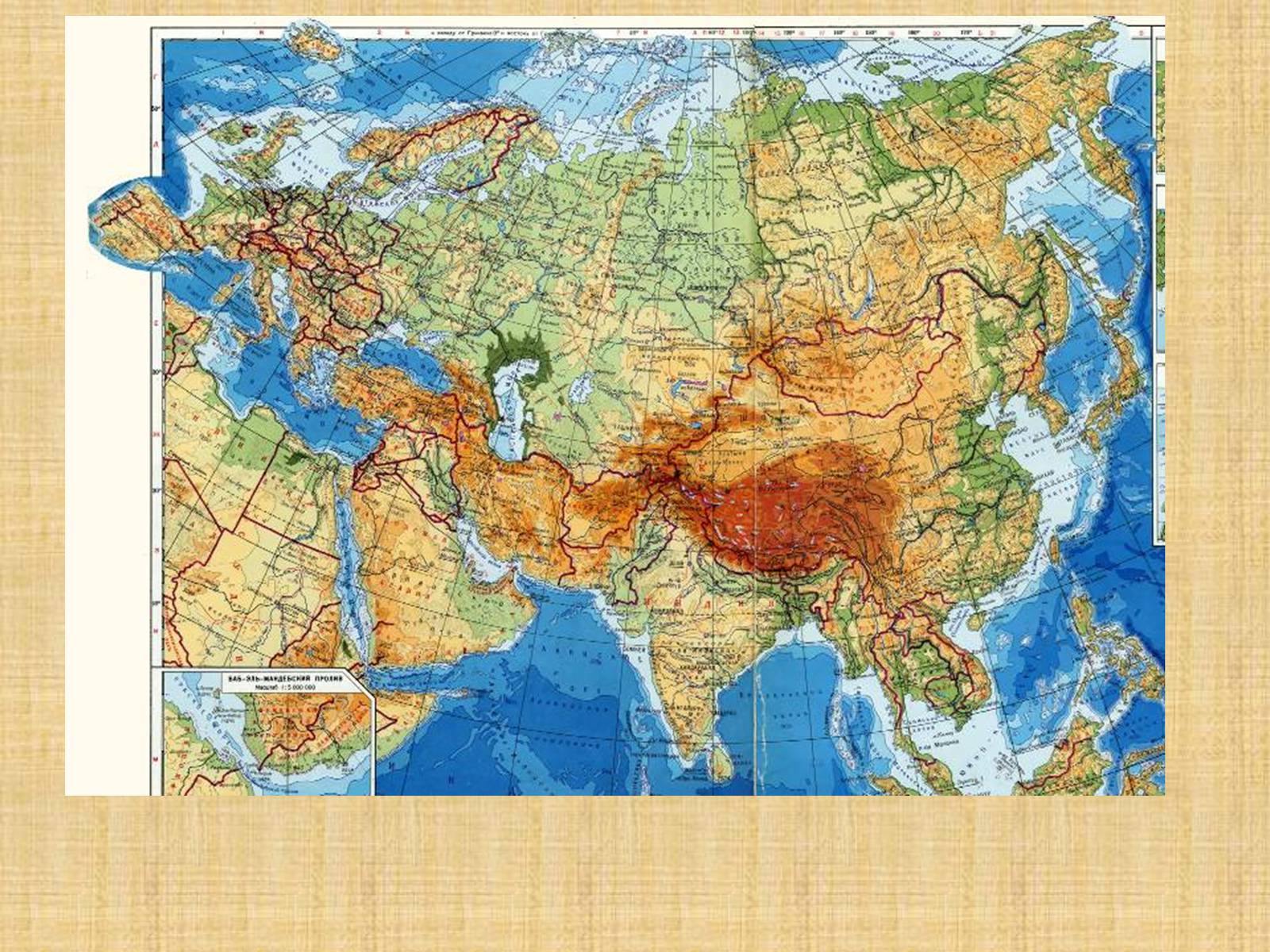 Карта рельеф Евразии география 7 класс