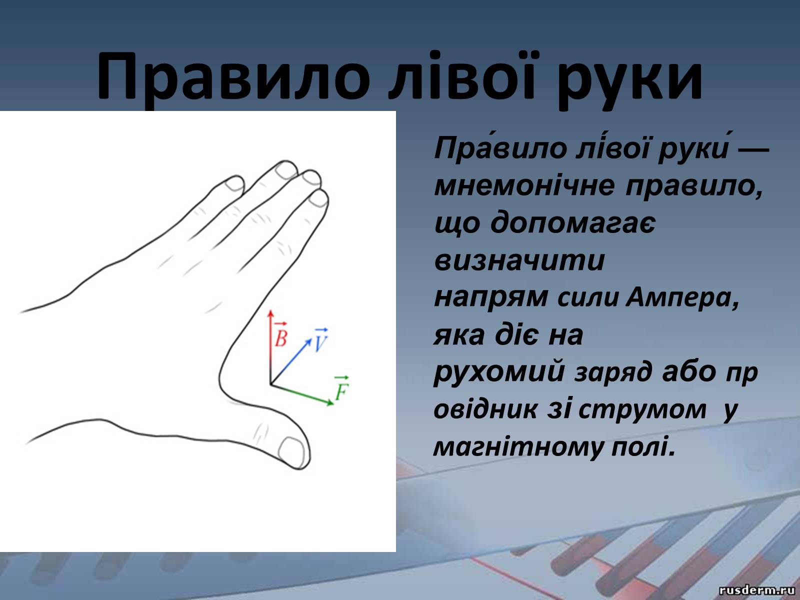 Презентація на тему «Сила Ампера, та Правило лівої руки» (варіант 1) - Слайд #4