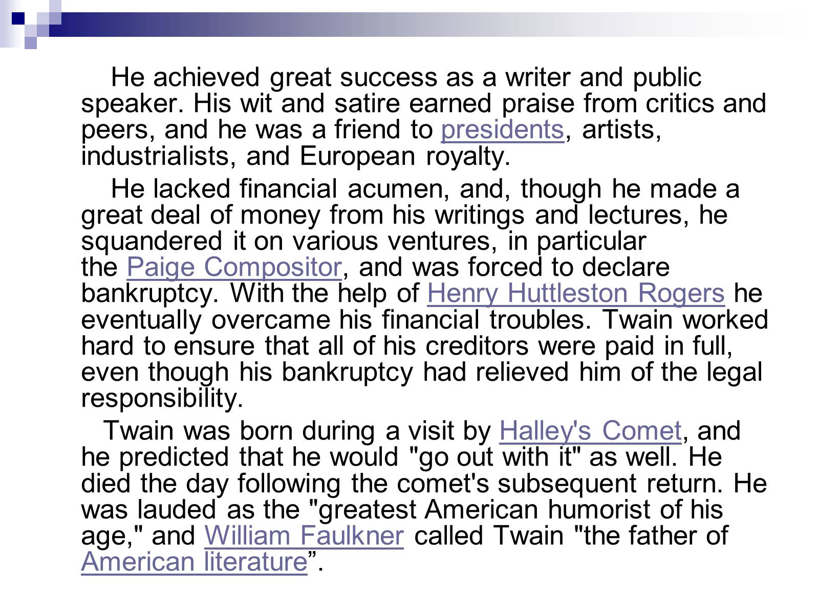 Презентація на тему «The Biography of Mark Twain» - Слайд #4