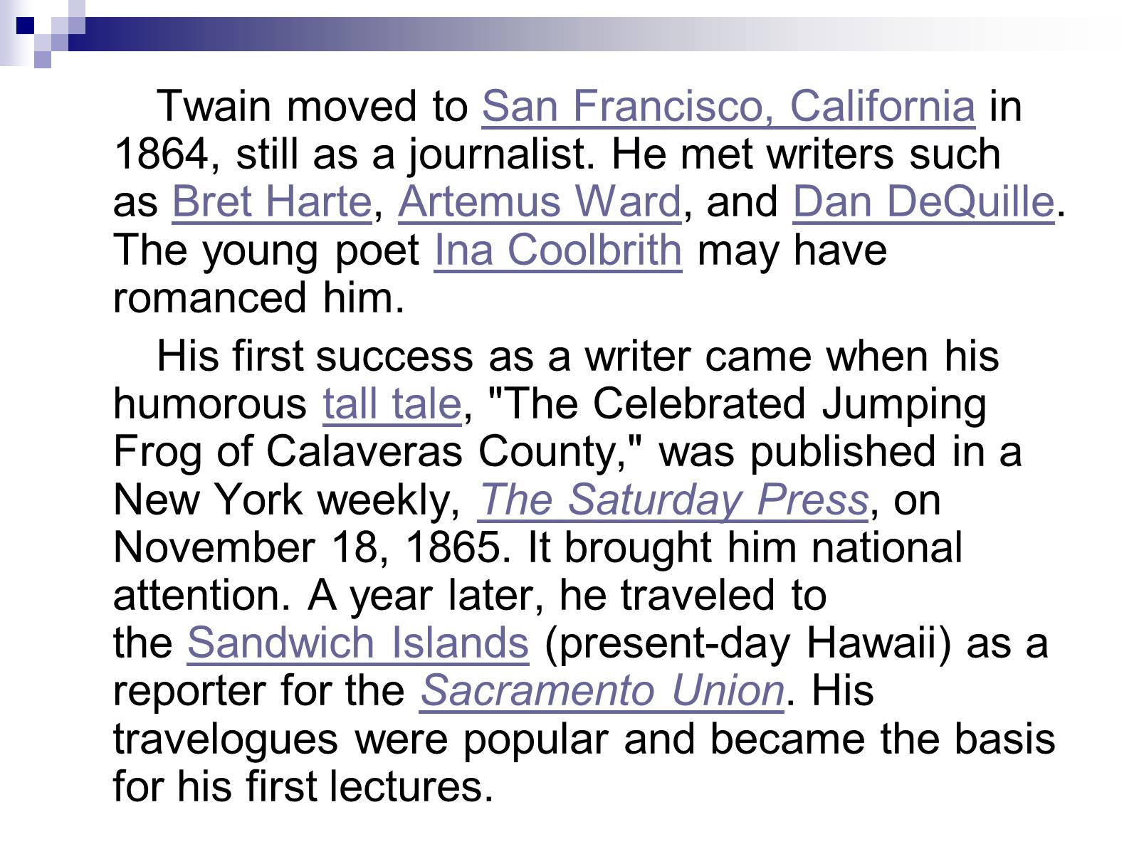 Презентація на тему «The Biography of Mark Twain» - Слайд #13