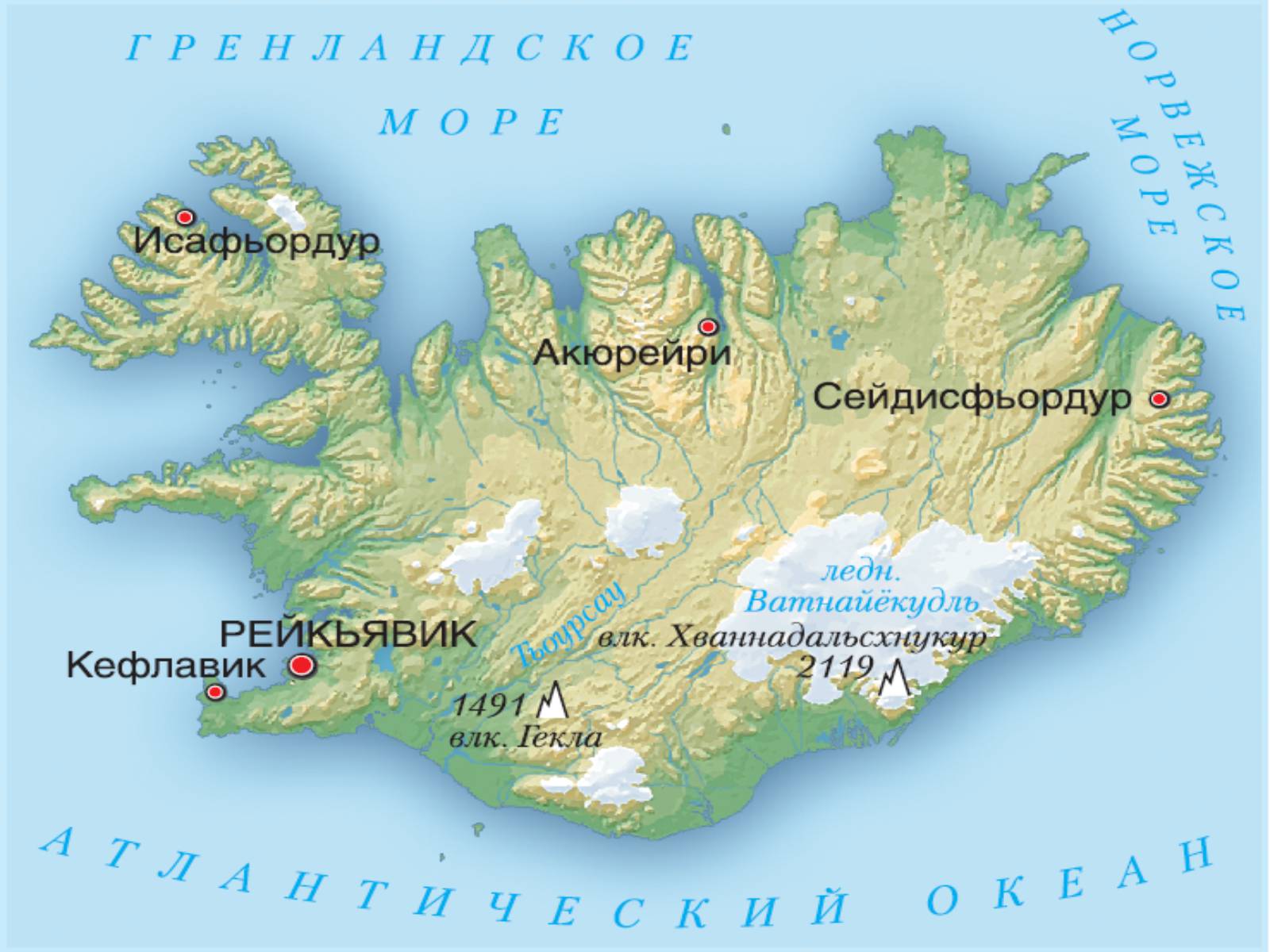 Остров Исландия на карте