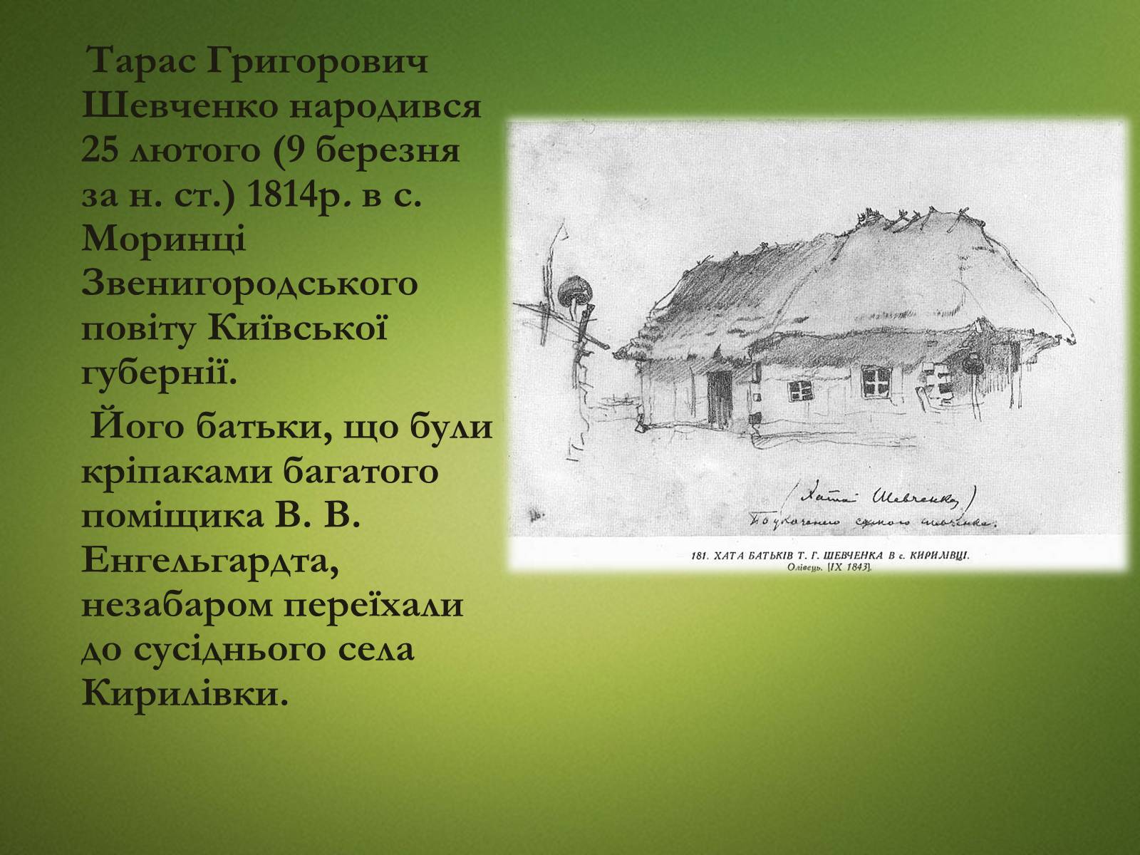 Дом Тараса Шевченко рисунок