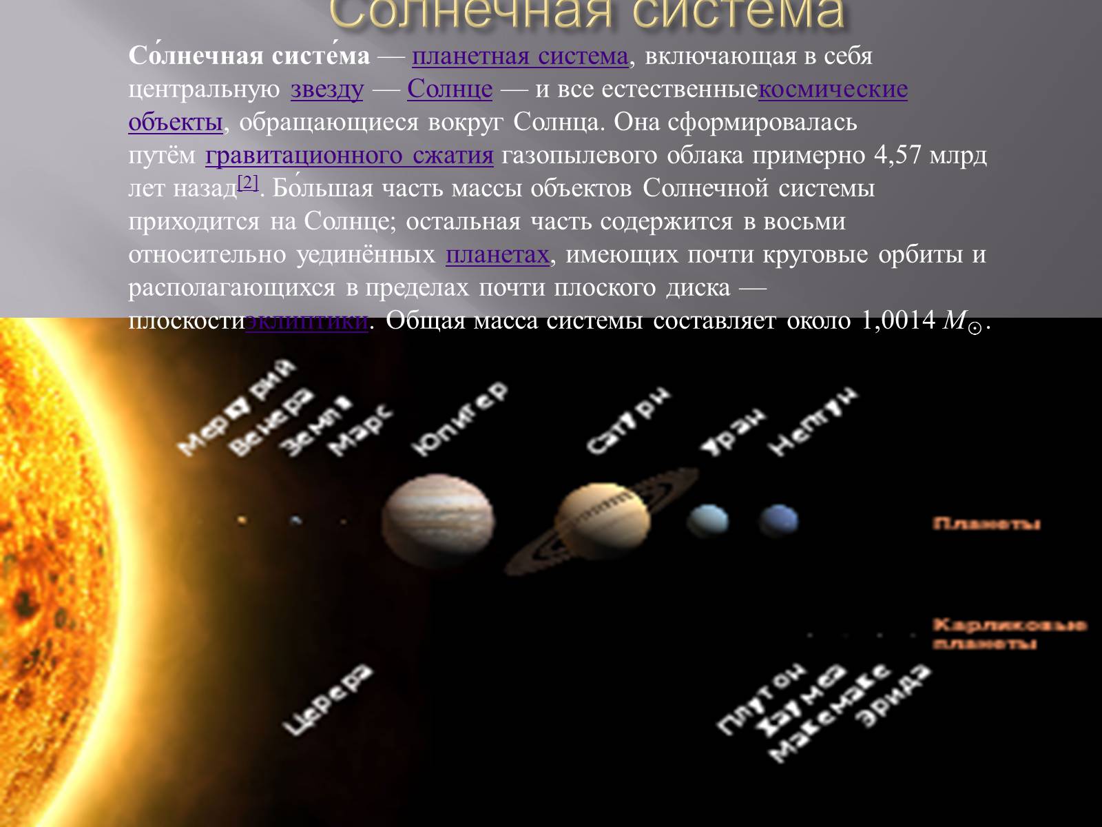 Продолжительность жизни солнечной системы. Объекты солнечной системы. Карликовые планеты солнечной системы по порядку от солнца. Планетная система включающая в себя. Другие объекты солнечной системы.