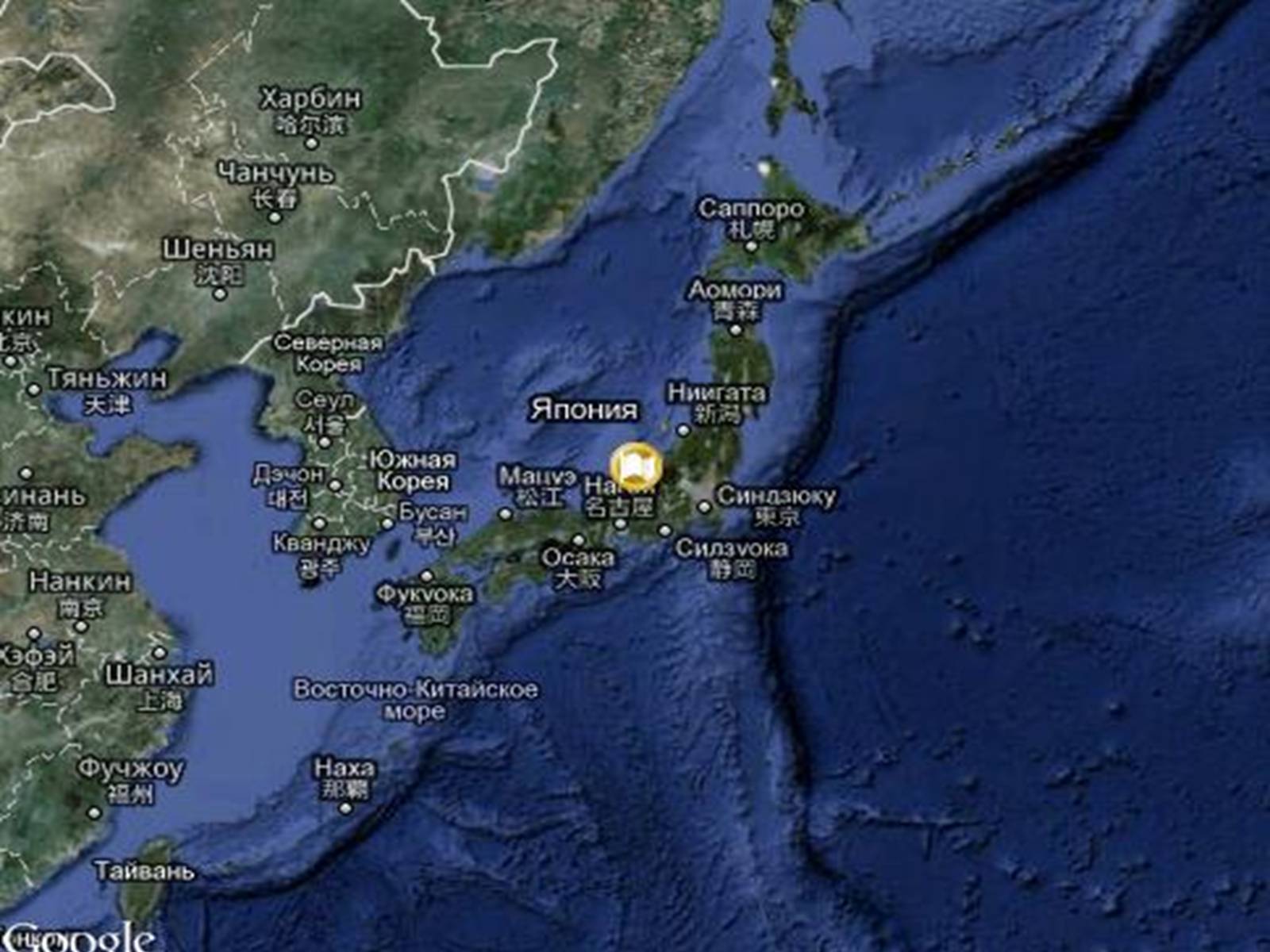 Карта Японии со спутника