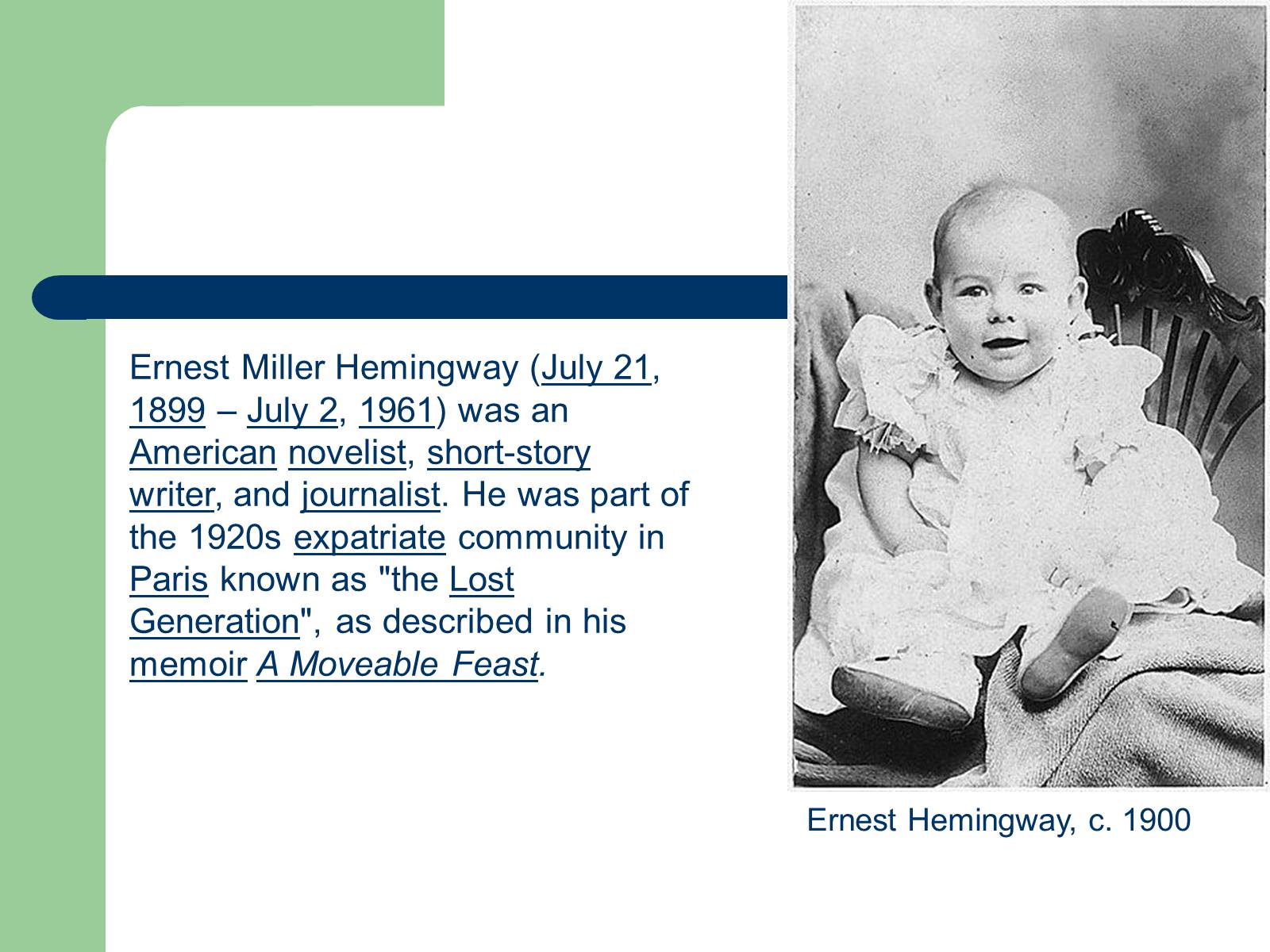 Презентація на тему «Ernest Hemingway» - Слайд #2