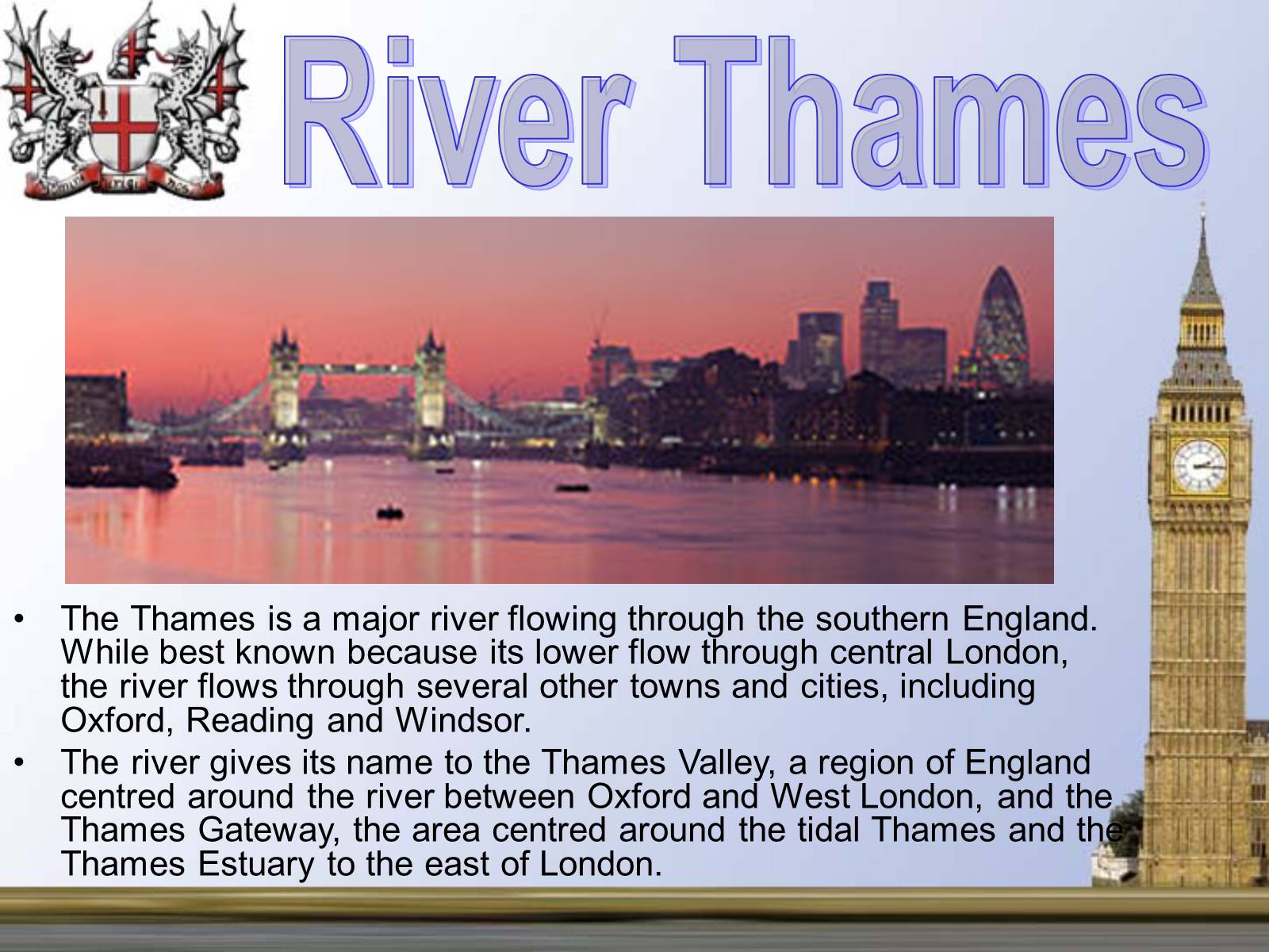 Река Темза в Лондоне на английском