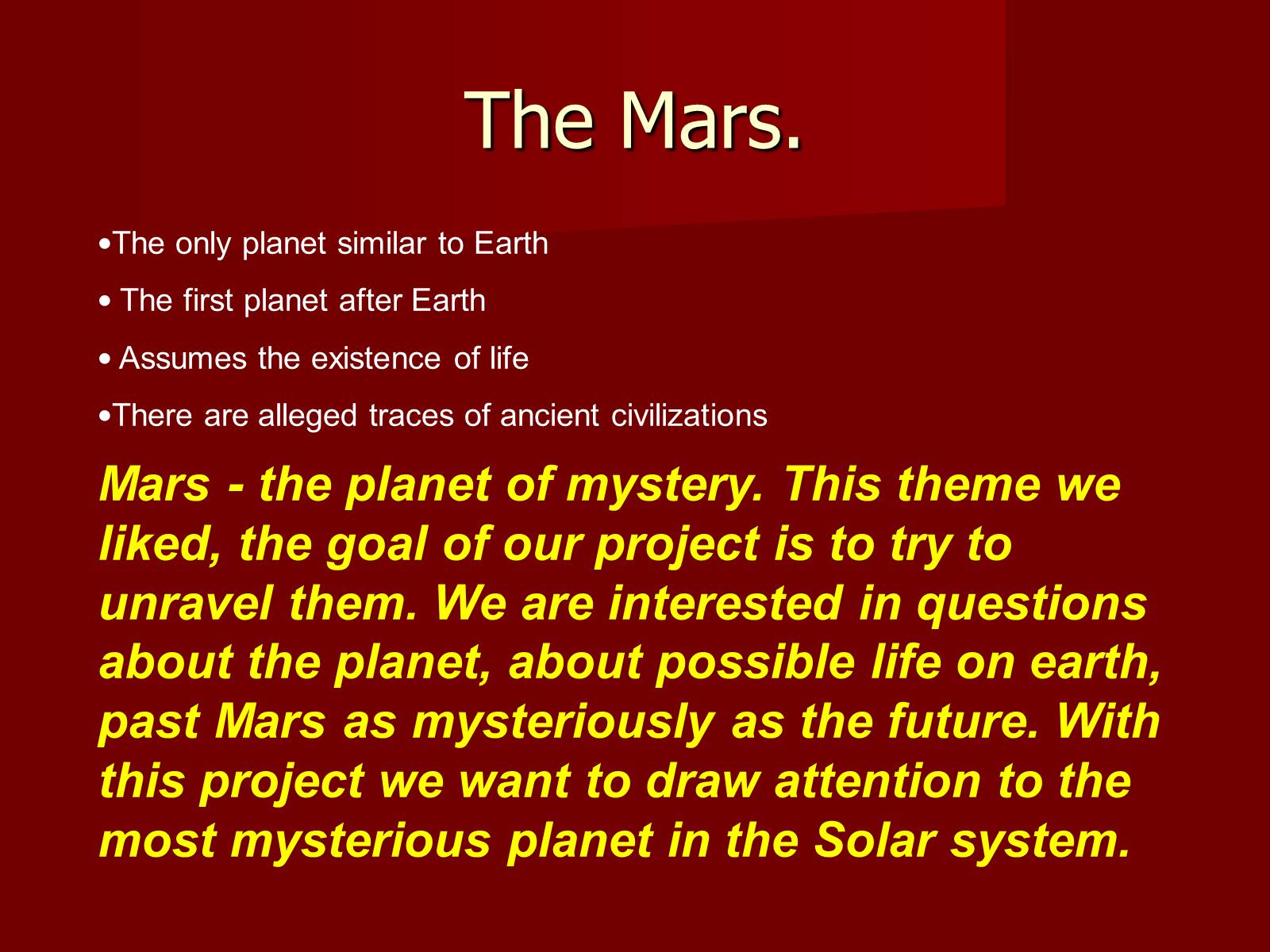 Презентація на тему «The Planet Mars» - Слайд #2
