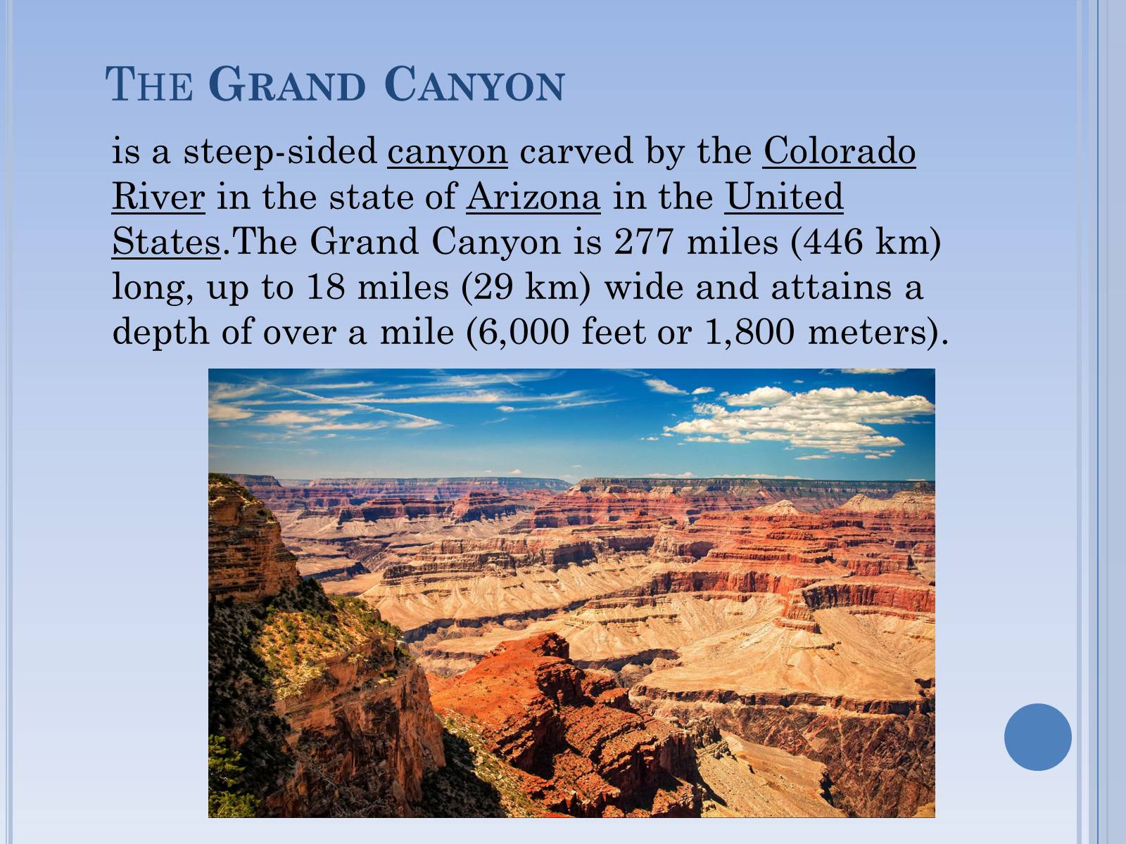 Гранд каньон информация на английском