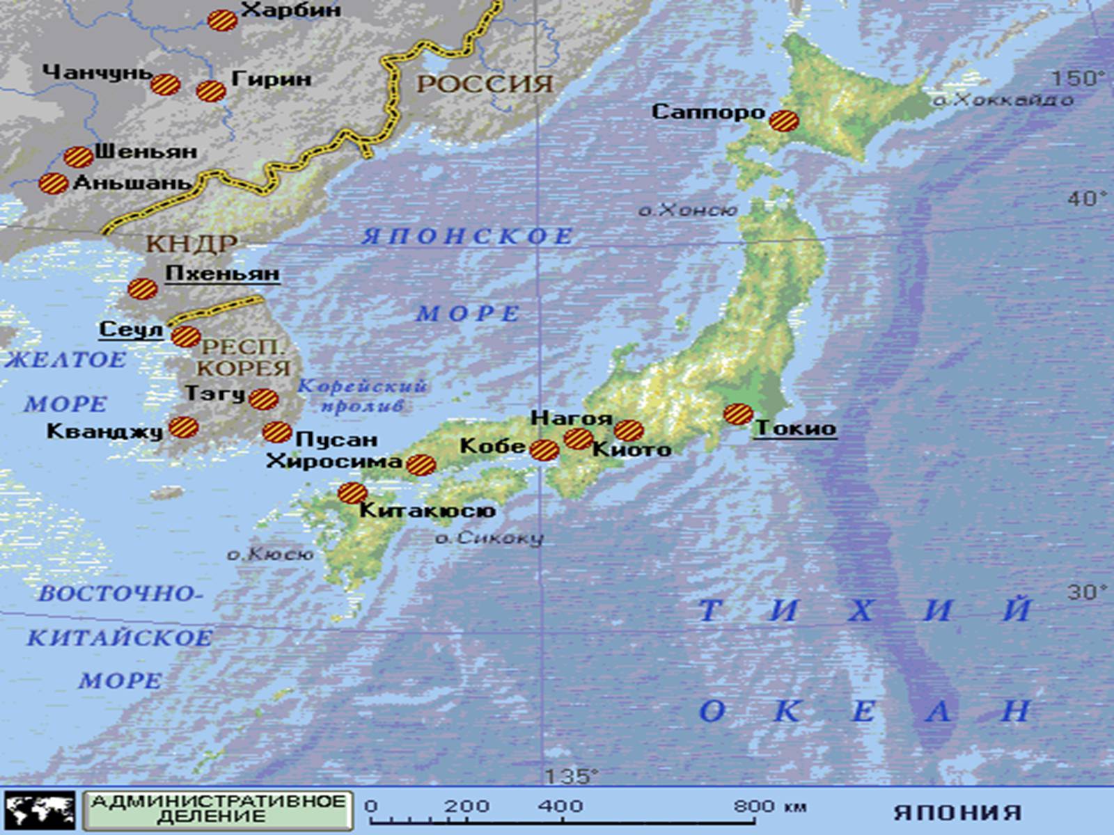 Географическое положение Японии карта