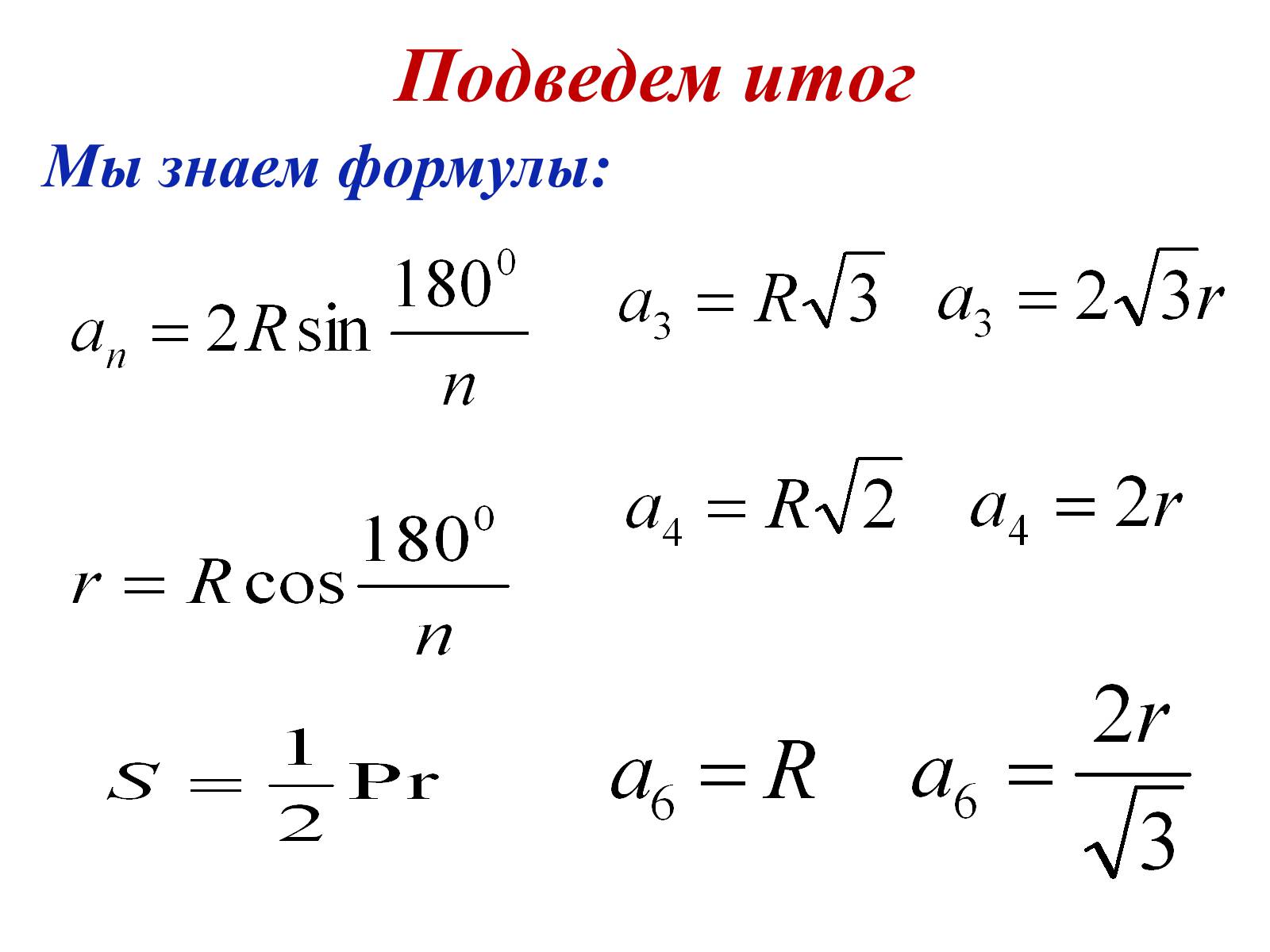 Формула 9.8. Формулы правильных многоугольников 9 класс. Формулы площади правильных многоугольников 9 класс. Формула правильных n-Угольников. Формулы для вычисления правильного многоугольника.
