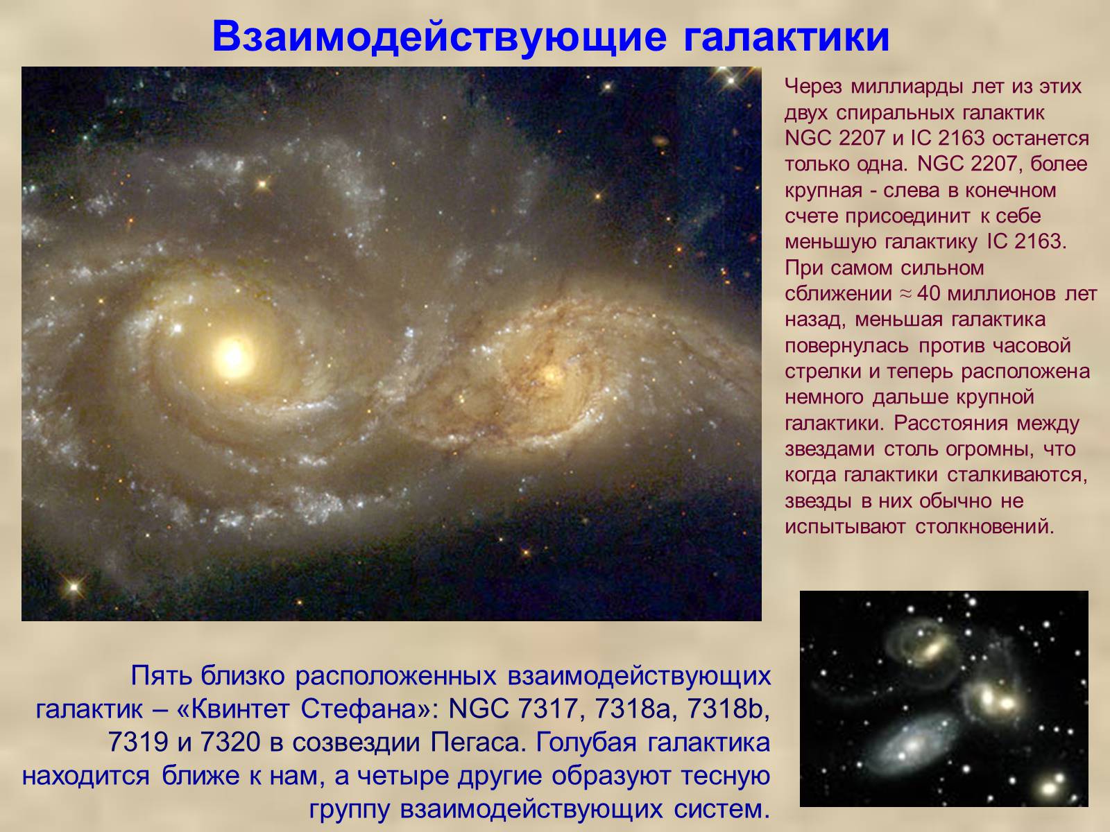 Галактика другими словами. Взаимодействующие Галактики квинтет Стефана. Взаимодействие галактик. Взаимодействующие Галактики. Презентация на тему спиральные Галактики.