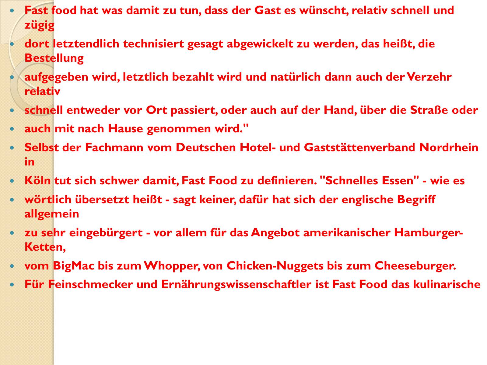 Презентація на тему «Fast Food in Deutschland» - Слайд #2