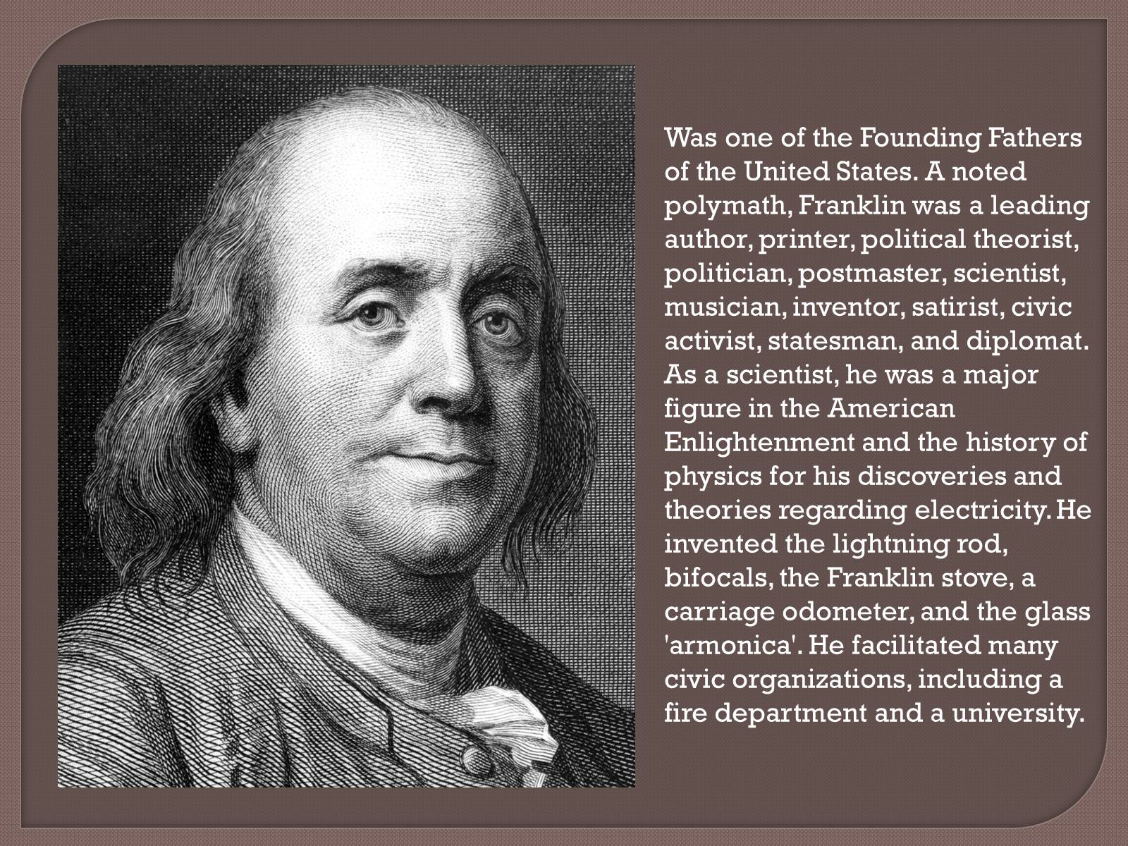 Презентація на тему «Benjamin Franklin» (варіант 2) - Слайд #2
