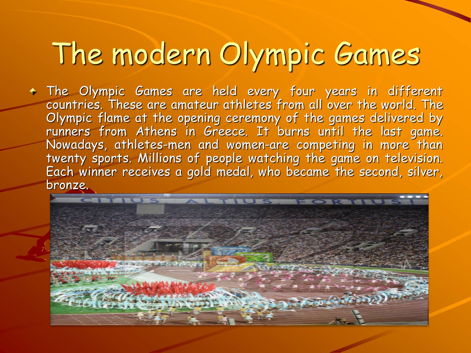The first modern olympic games. Modern Olympic games. Modern Olympic games are. The Olympic games текст. Презентация про Олимпийские игры на английском языке.