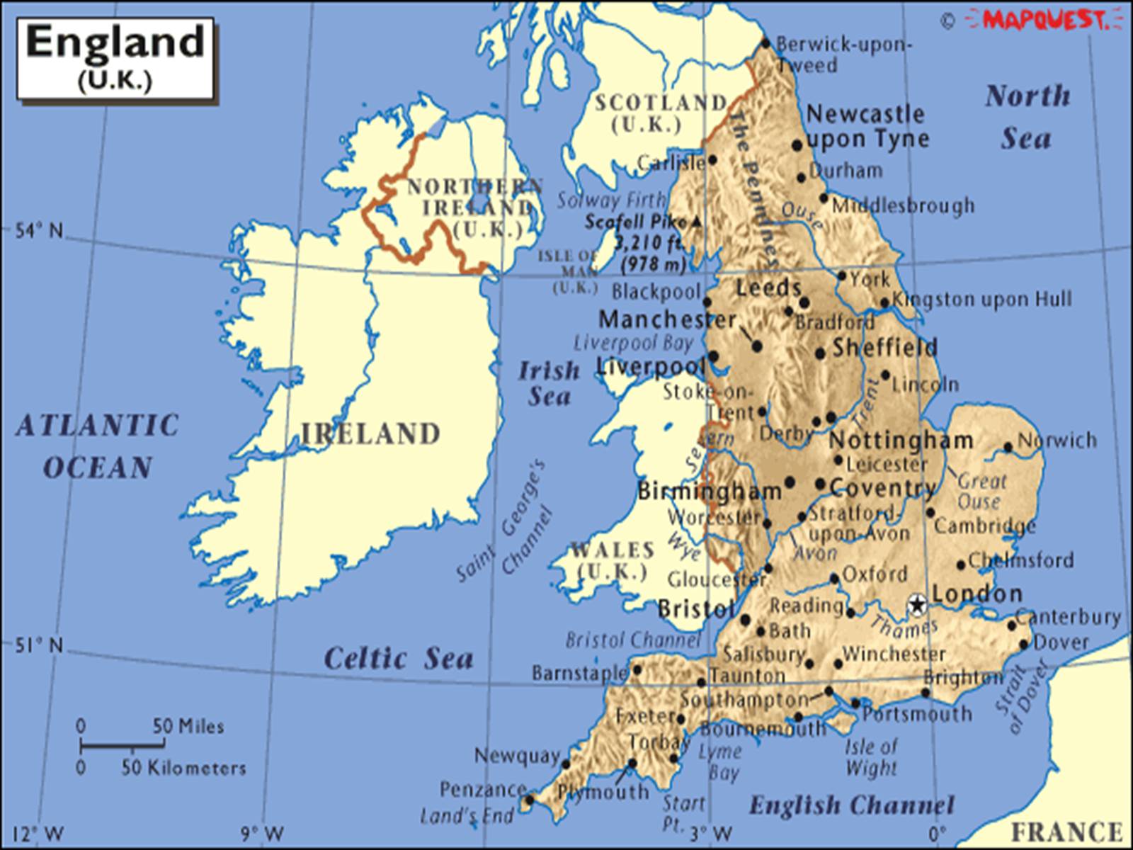 Политическая карта Великобритании на англ