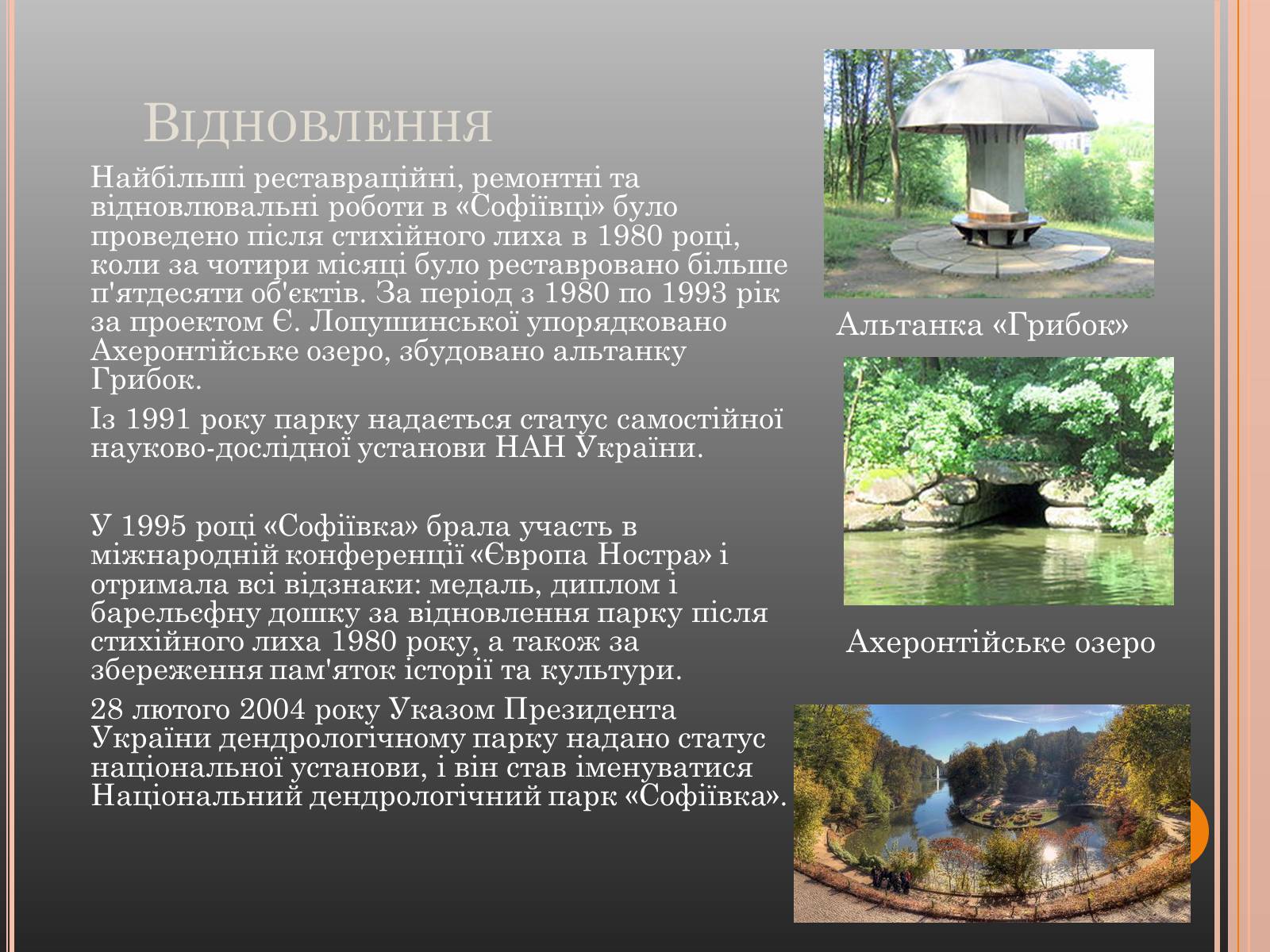 Презентація на тему «Національний дендрологічний парк «Софіївка»» (варіант 1) - Слайд #8