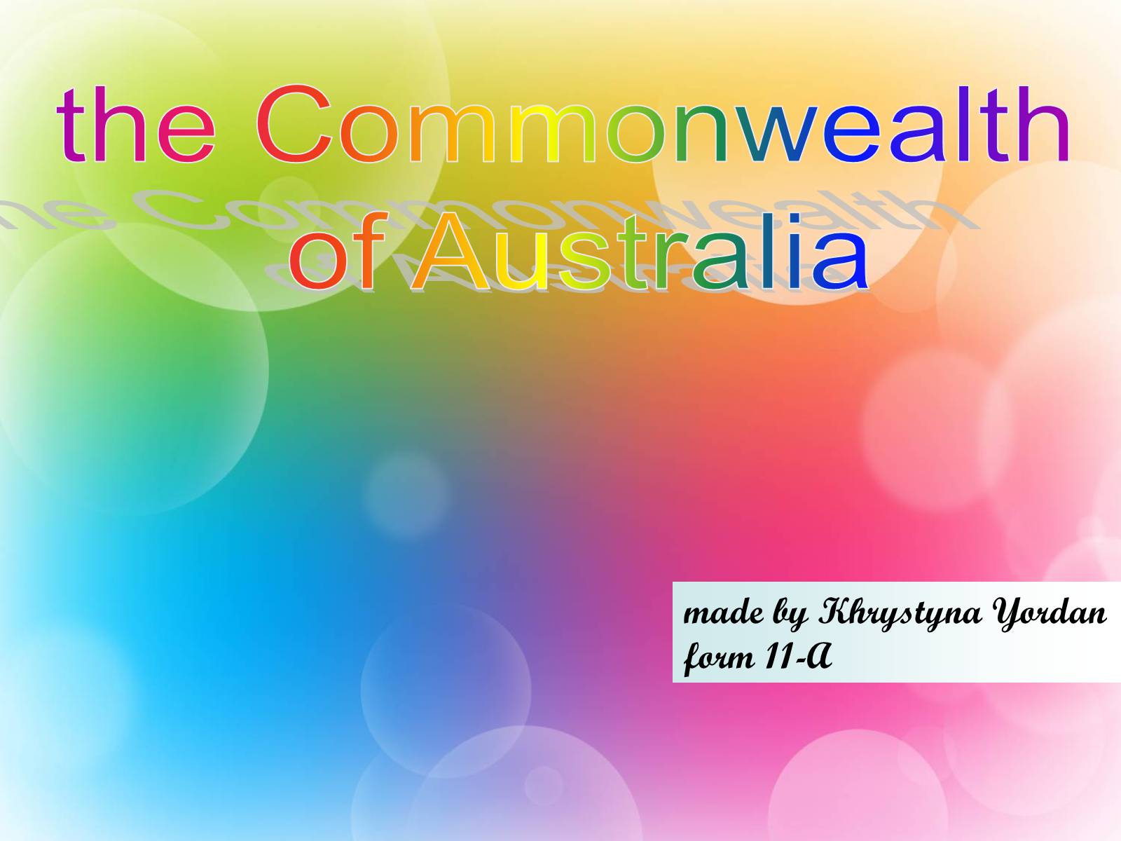 Презентація на тему «the Commonwealth of Australia» - Слайд #1