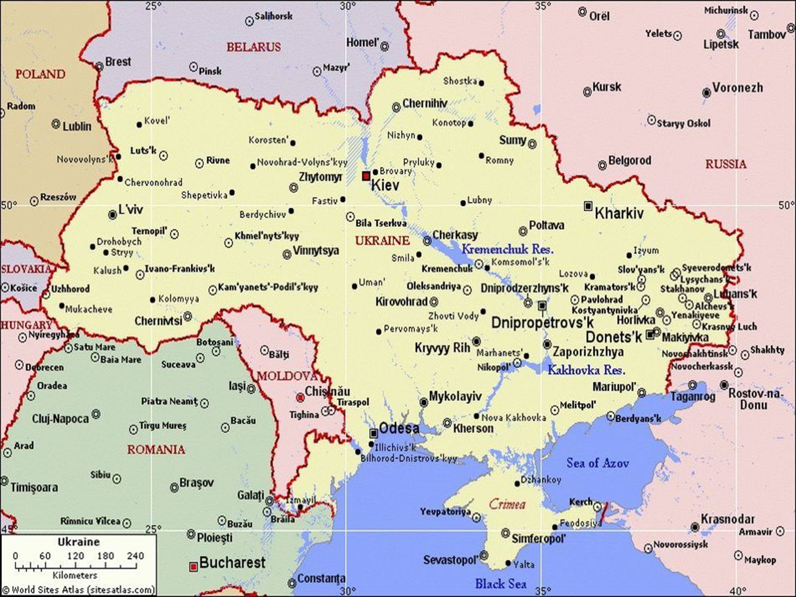 Карта украины с соседними границами