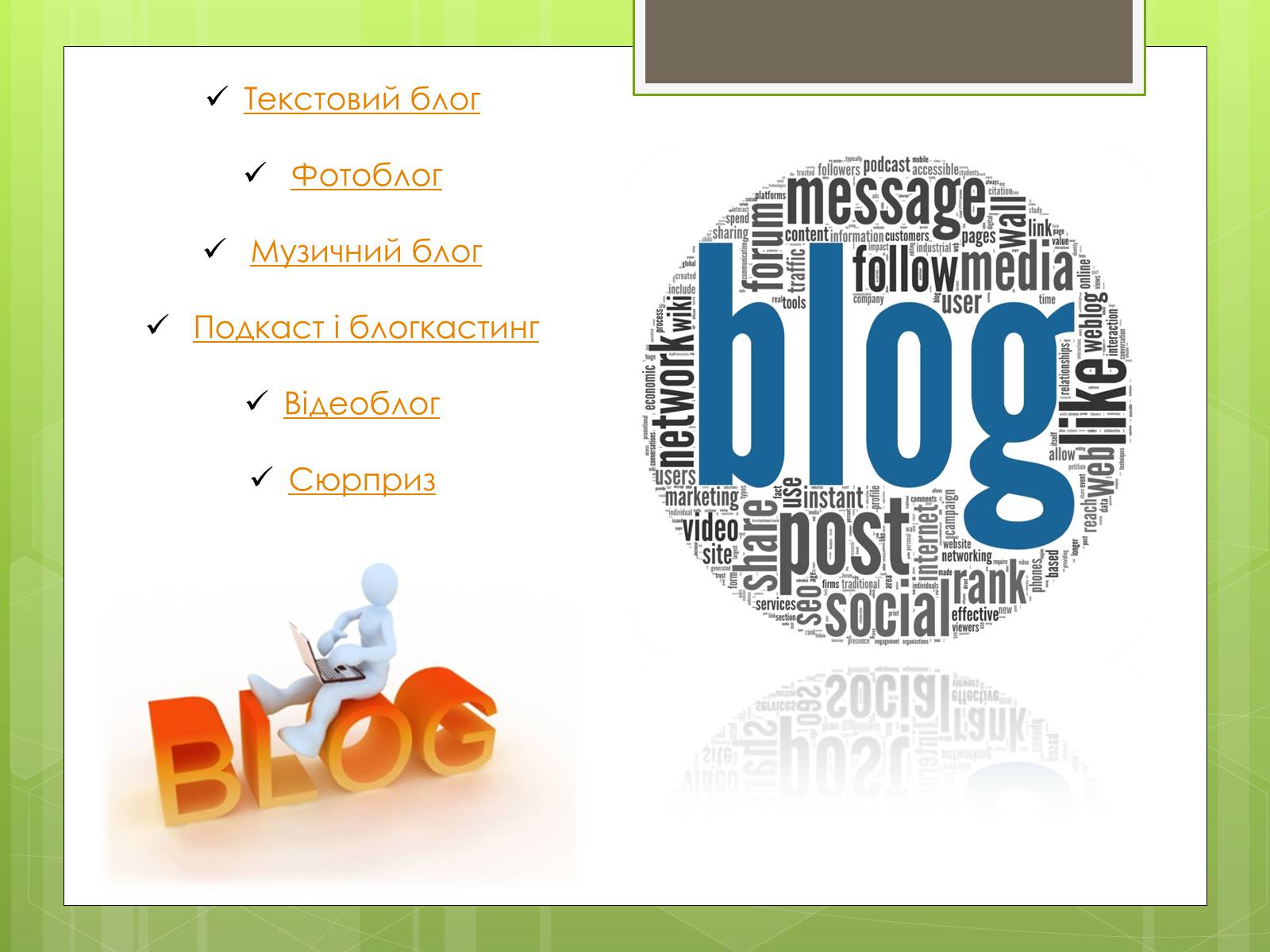 Презентація на тему «Блоги за наявністю мультимедіа» - Слайд #2