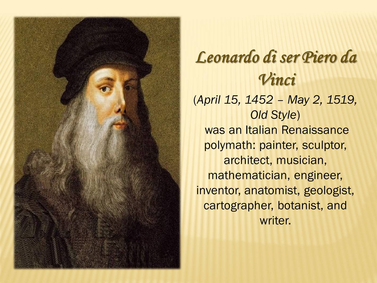 Презентація на тему «Леонардо да Вінчі» (варіант 27) - Слайд #2