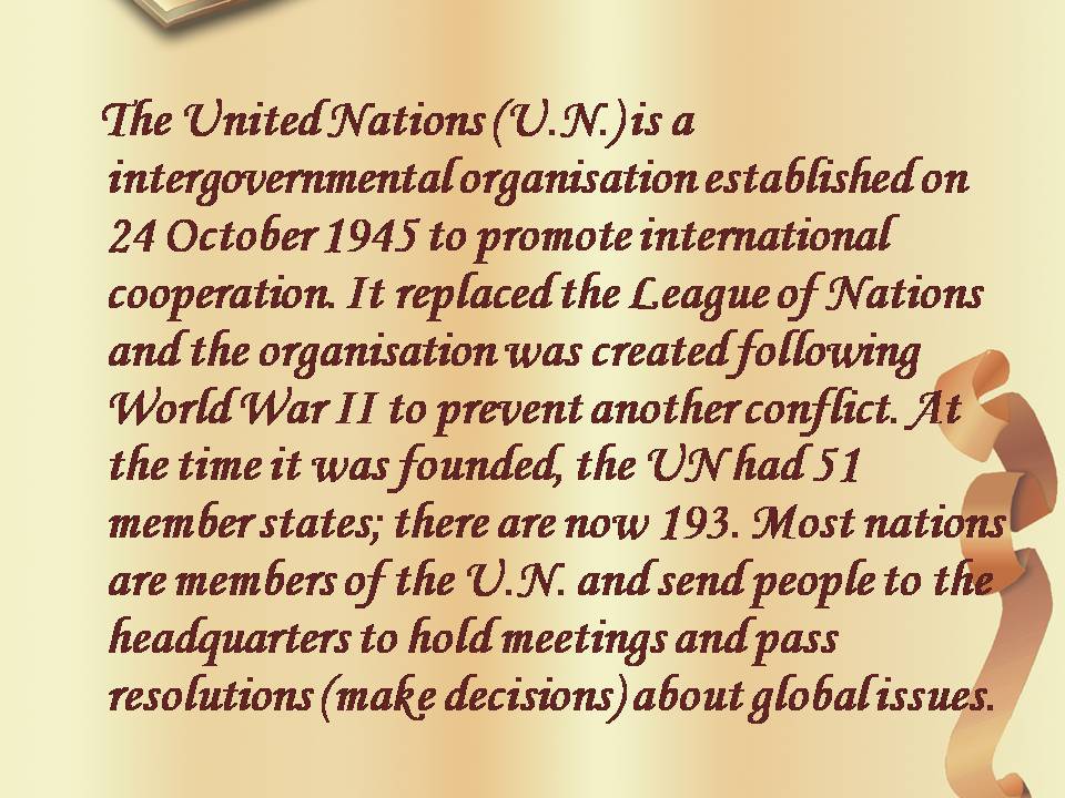 Презентація на тему «Organization of the world» - Слайд #3