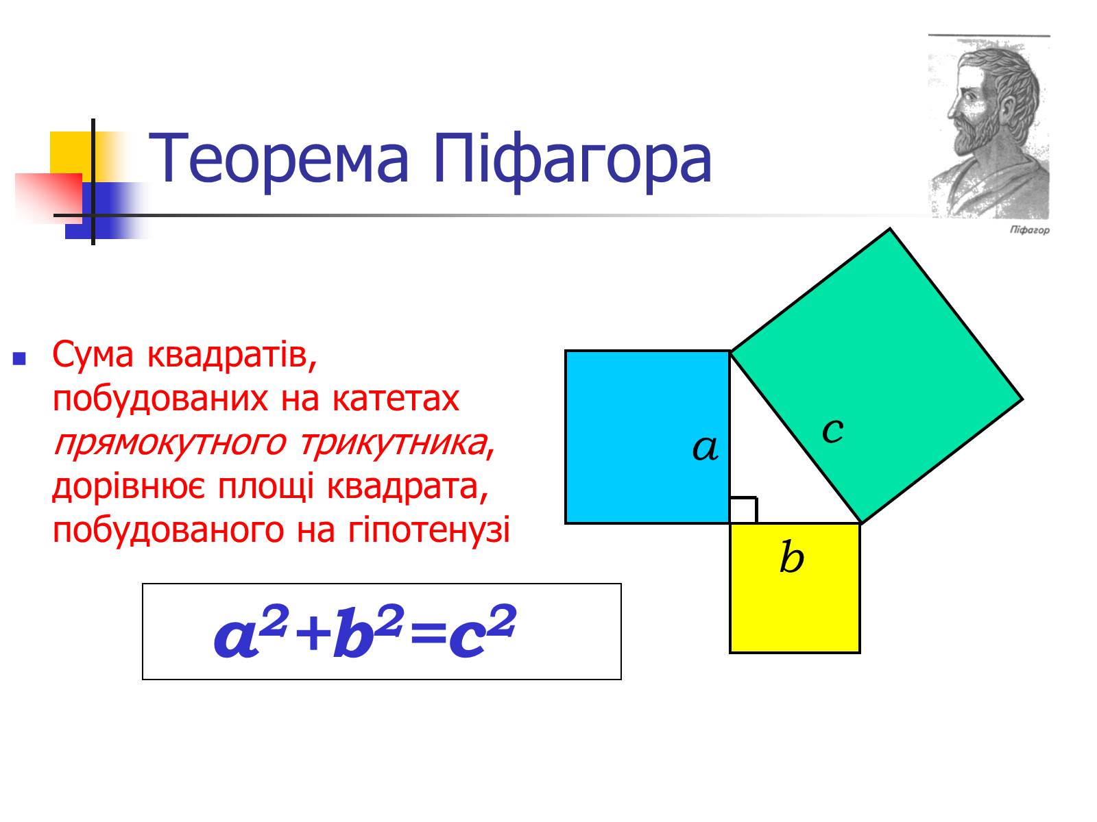 Презентація на тему «Теорема Піфагора» (варіант 1) - Слайд #4